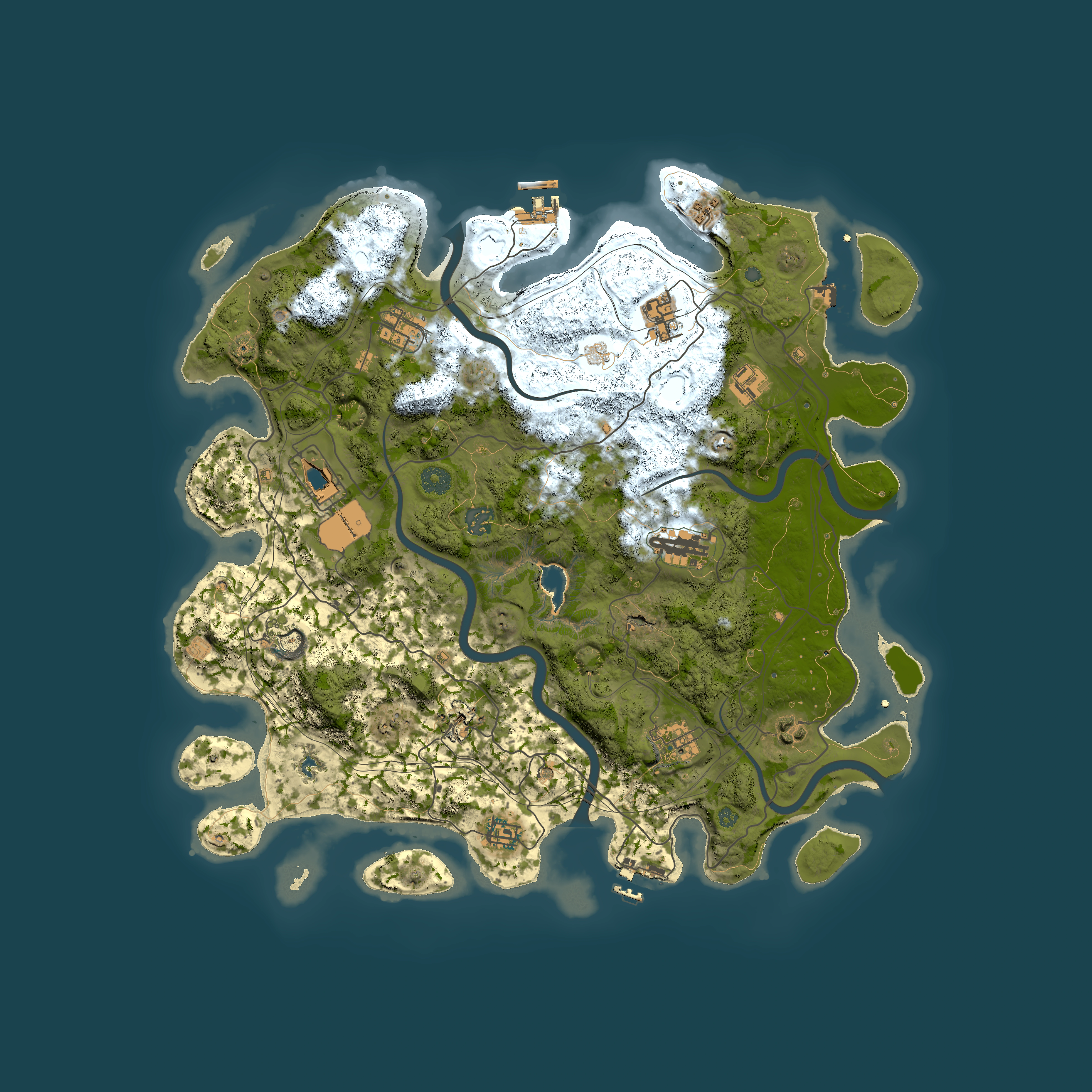 Full top-down render of Rust map seed 0, 4250x4250m
