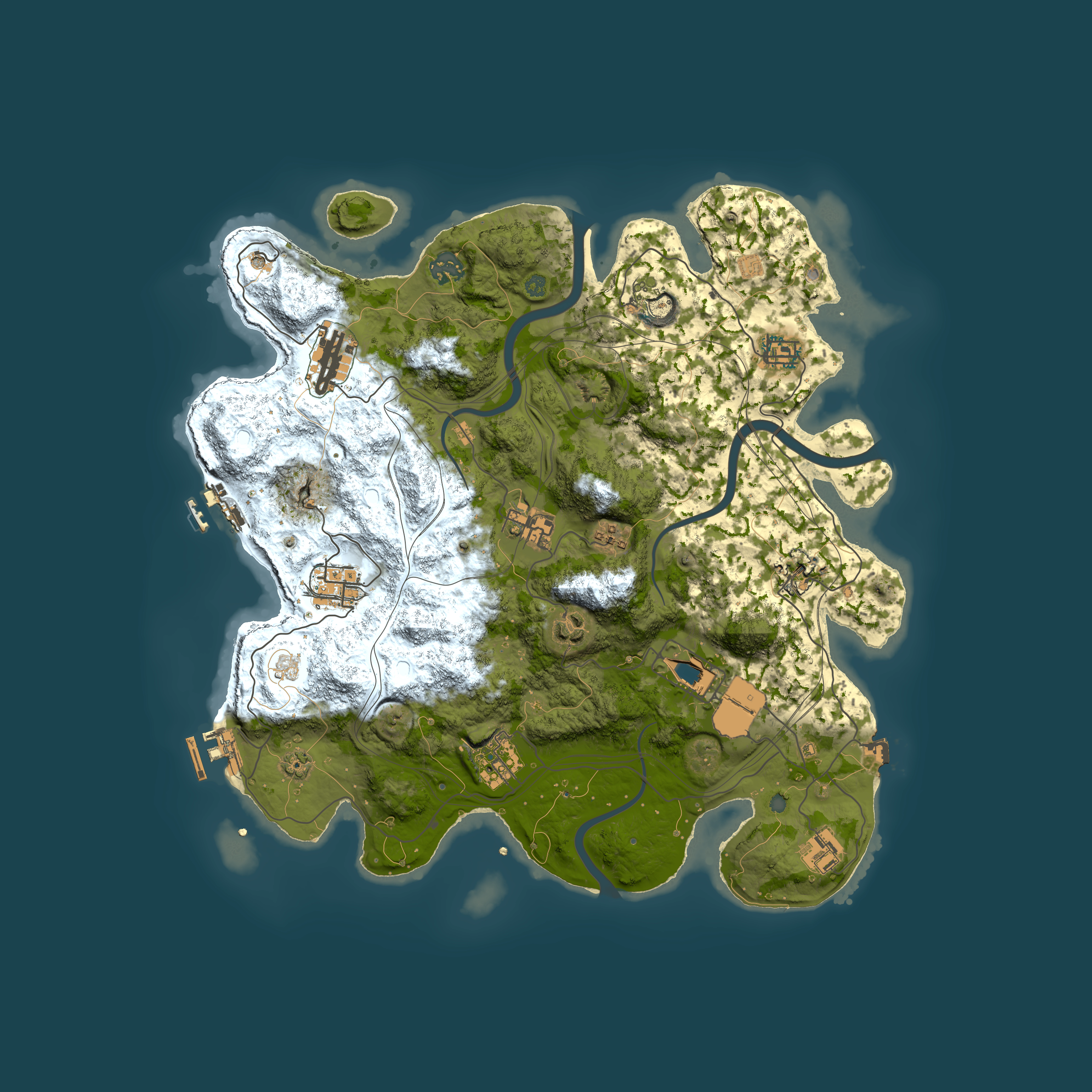 Full top-down render of Rust map seed 1337, 3800x3800m