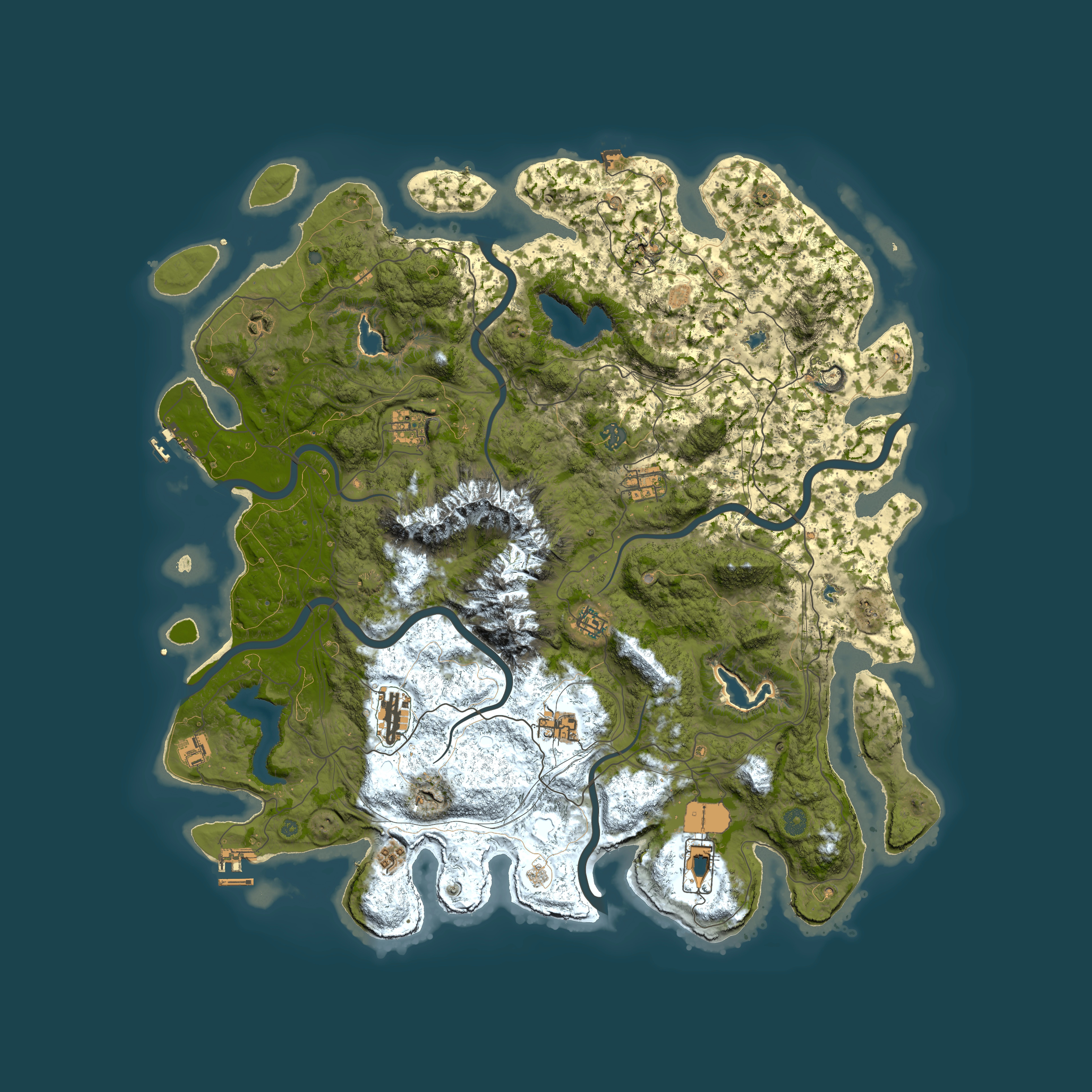 Full top-down render of Rust map seed 1910620304, 5000x5000m