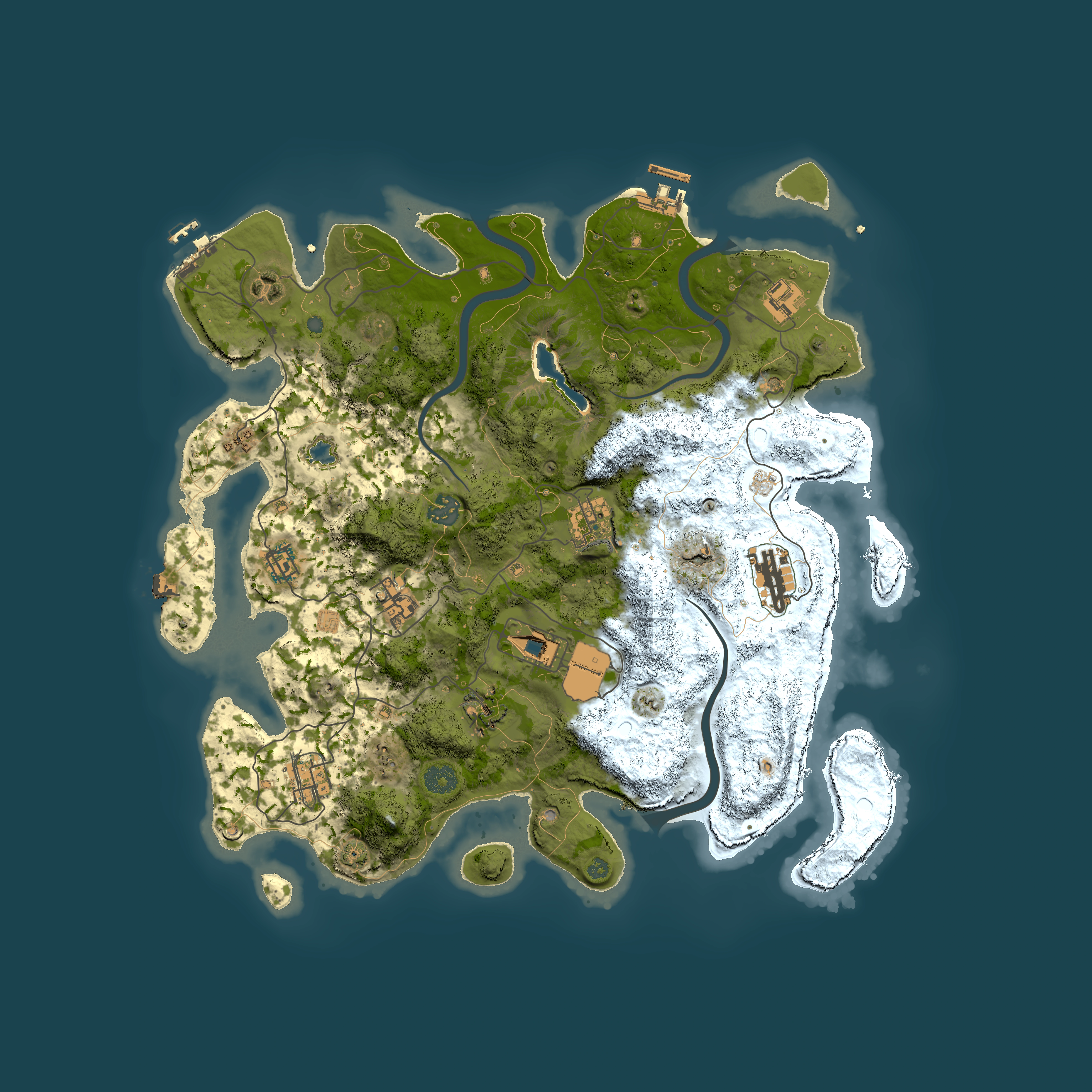 Full top-down render of Rust map seed 1285947954, 4000x4000m