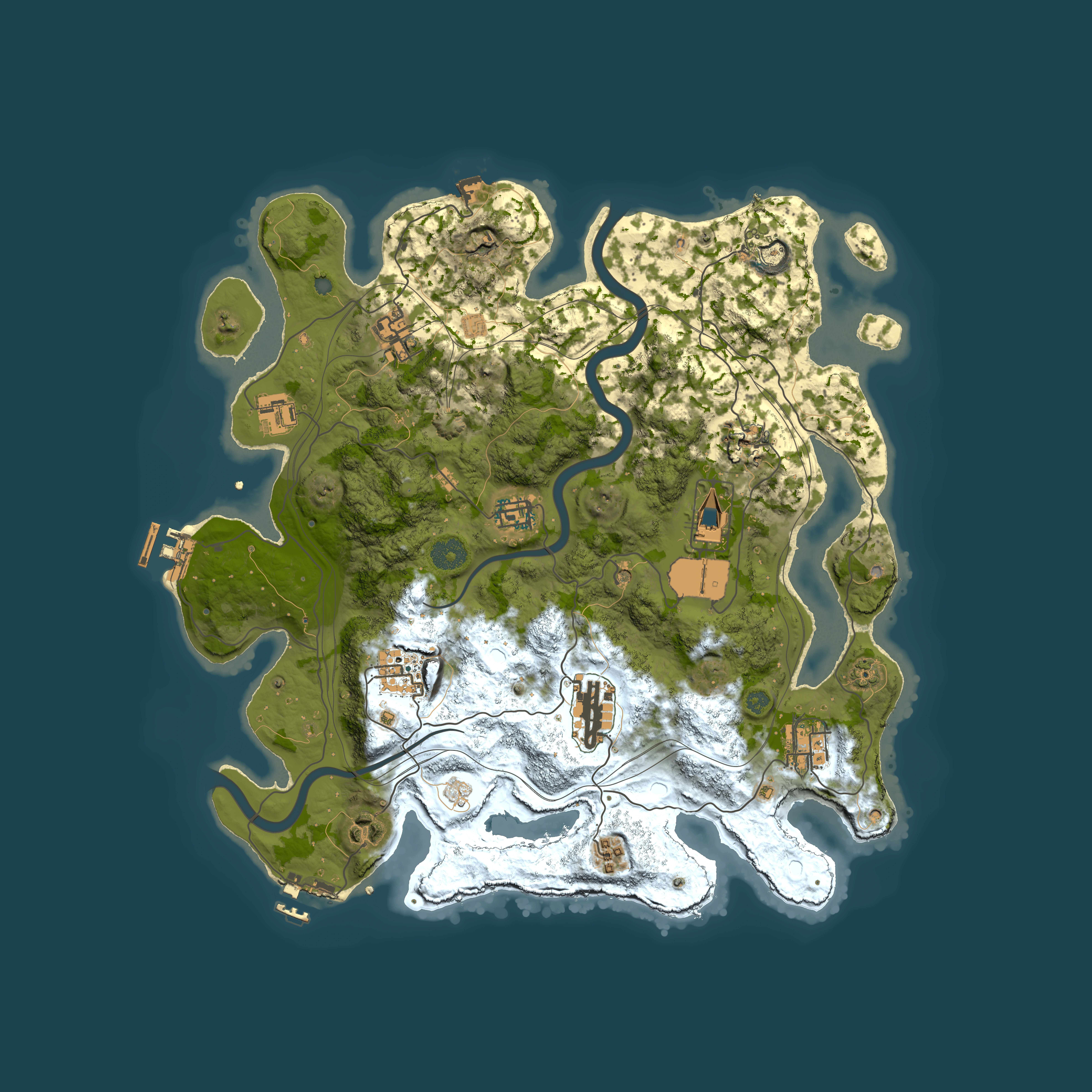 Full top-down render of Rust map seed 1337, 3750x3750m