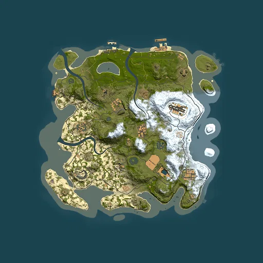 Rust map seed 0, 3500x3500m top-down preview