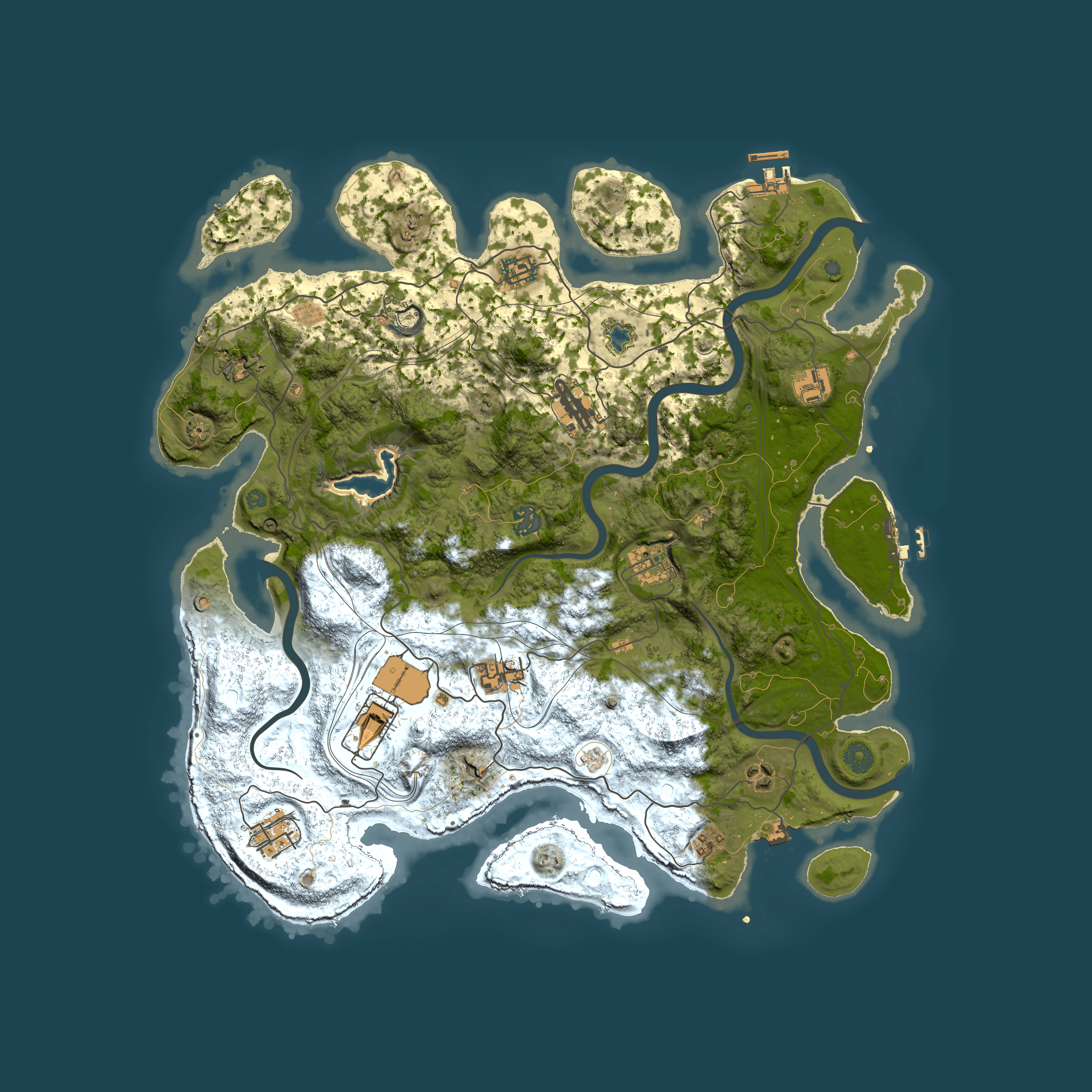 Full top-down render of Rust map seed 0, 4250x4250m