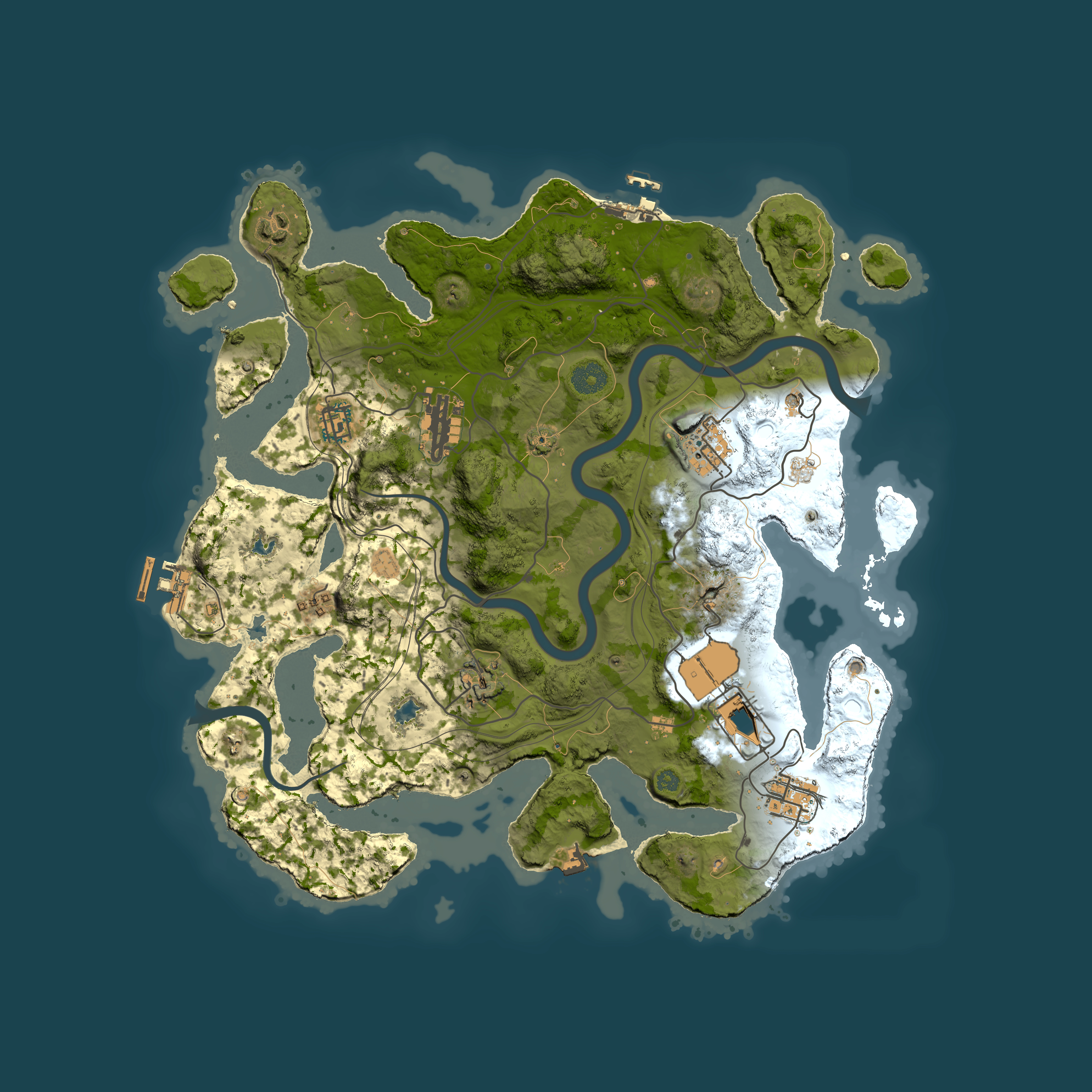 Full top-down render of Rust map seed 1312474066, 3750x3750m
