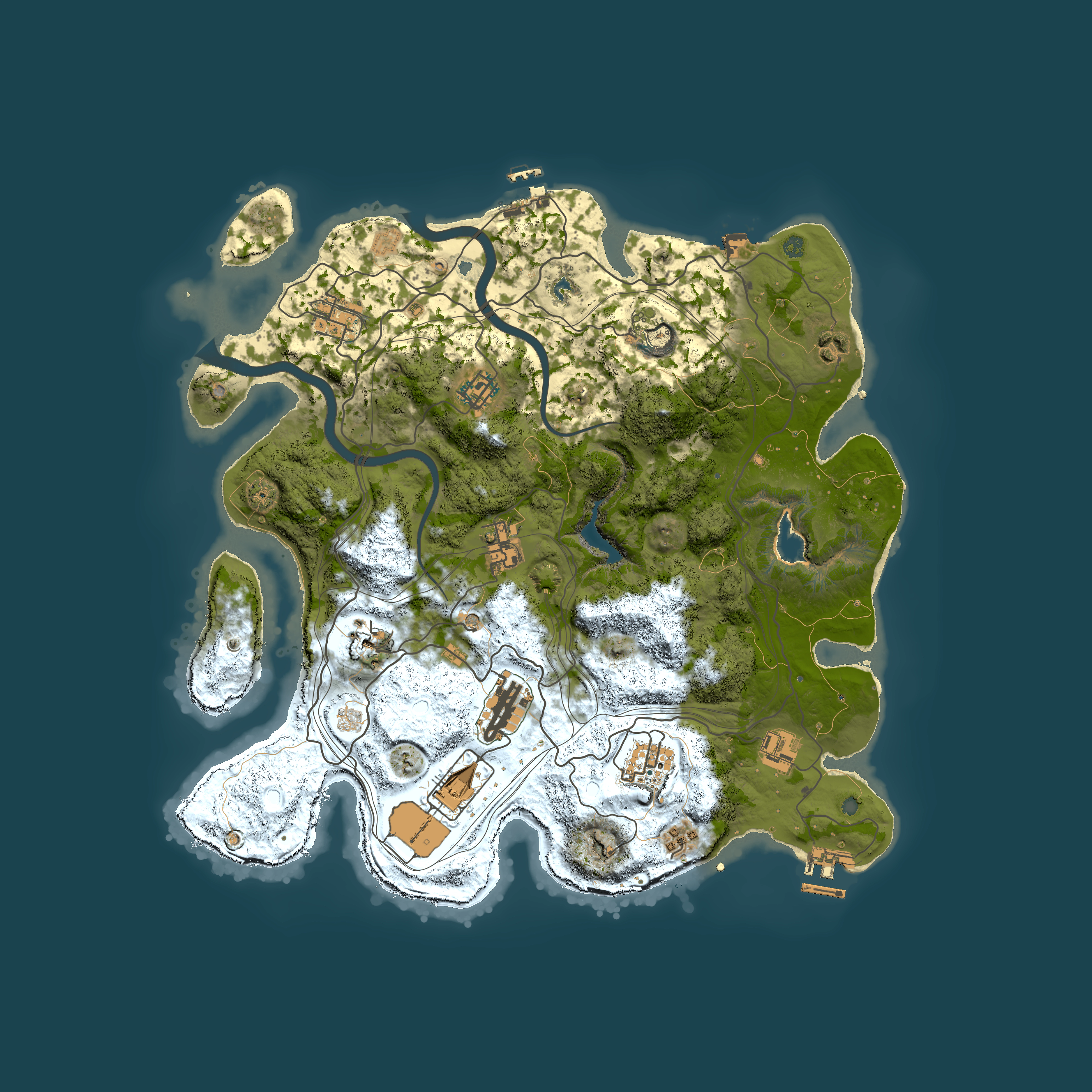 Full top-down render of Rust map seed 1398694131, 3850x3850m
