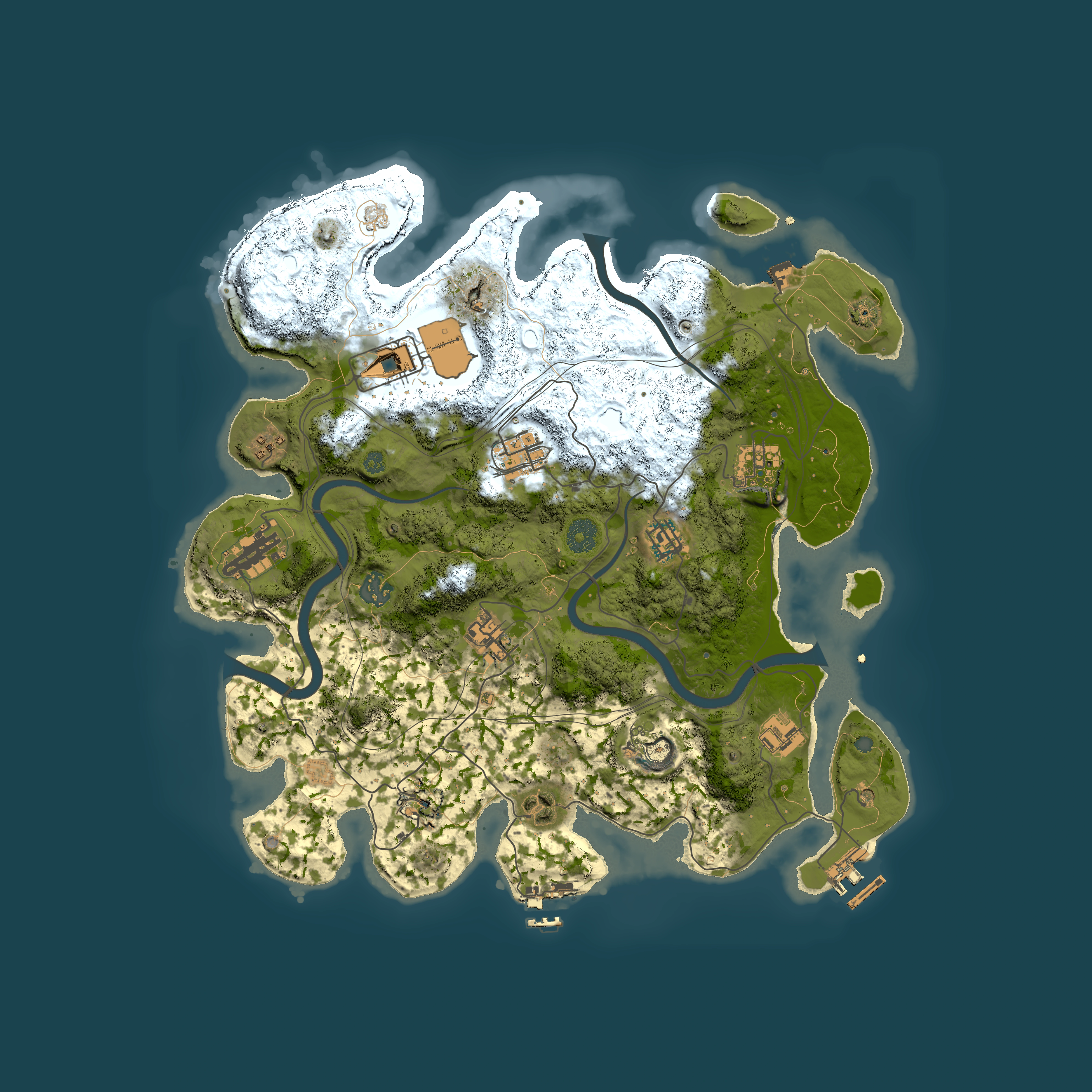 Full top-down render of Rust map seed 1337, 3800x3800m