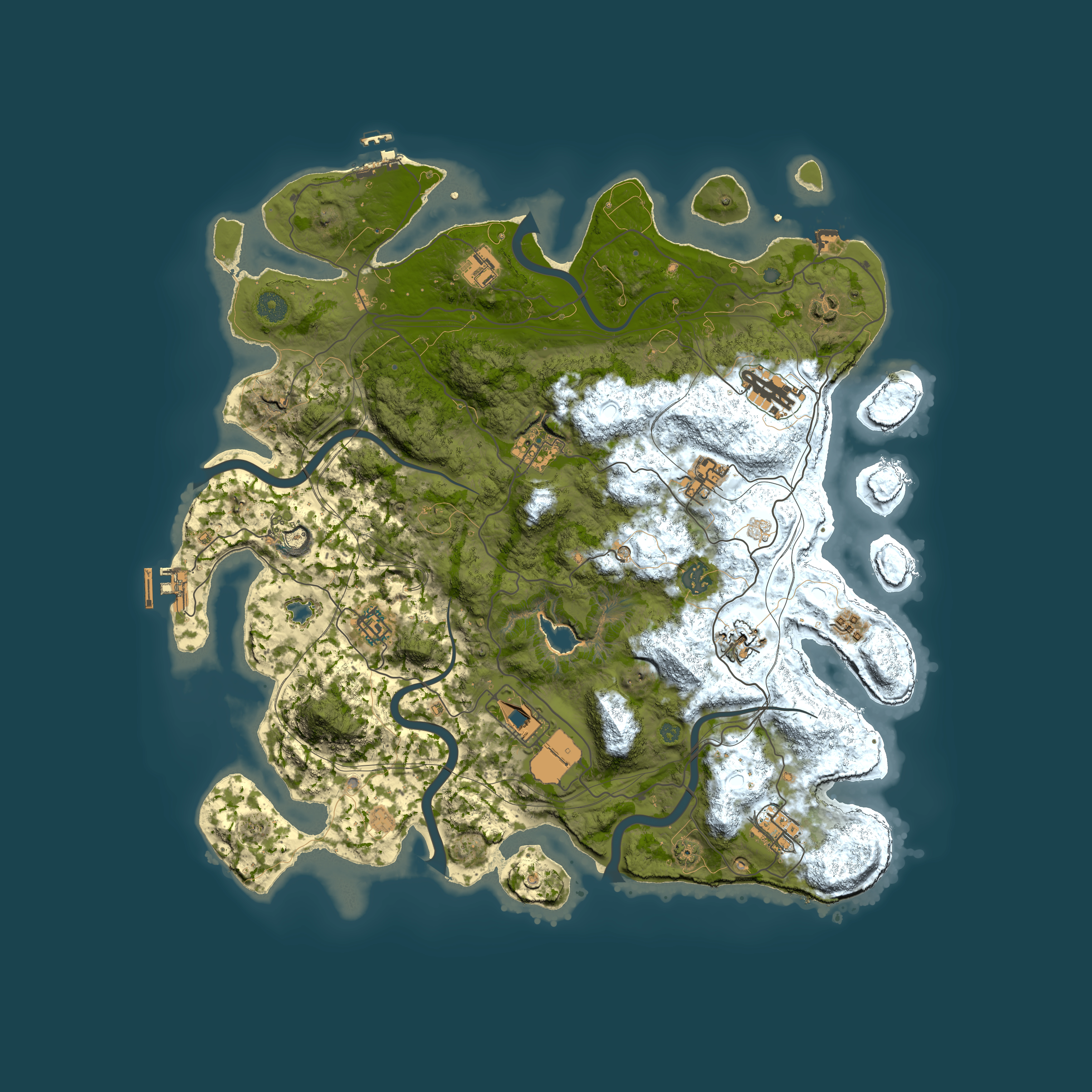 Full top-down render of Rust map seed 0, 4250x4250m