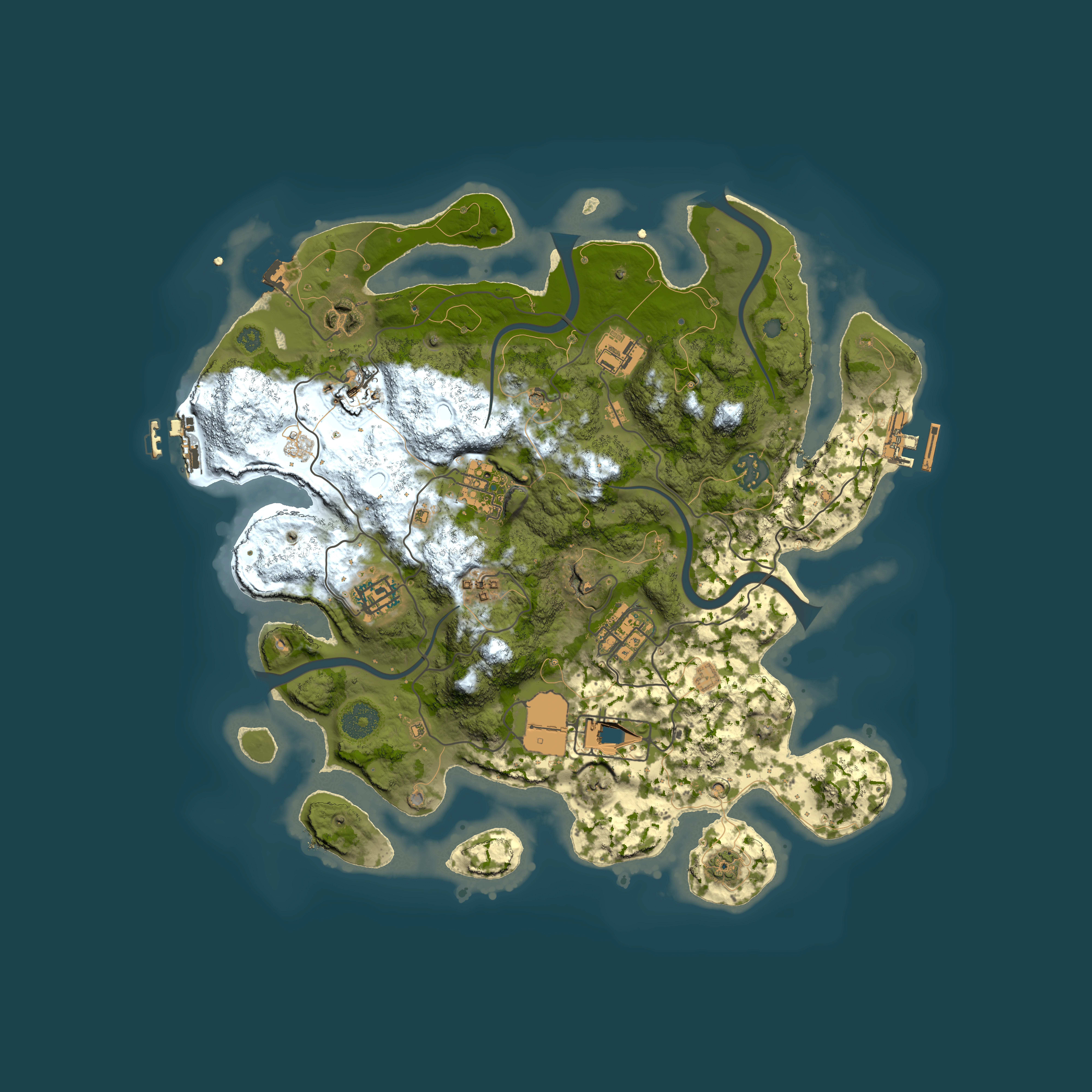 Full top-down render of Rust map seed 1223370891, 3500x3500m