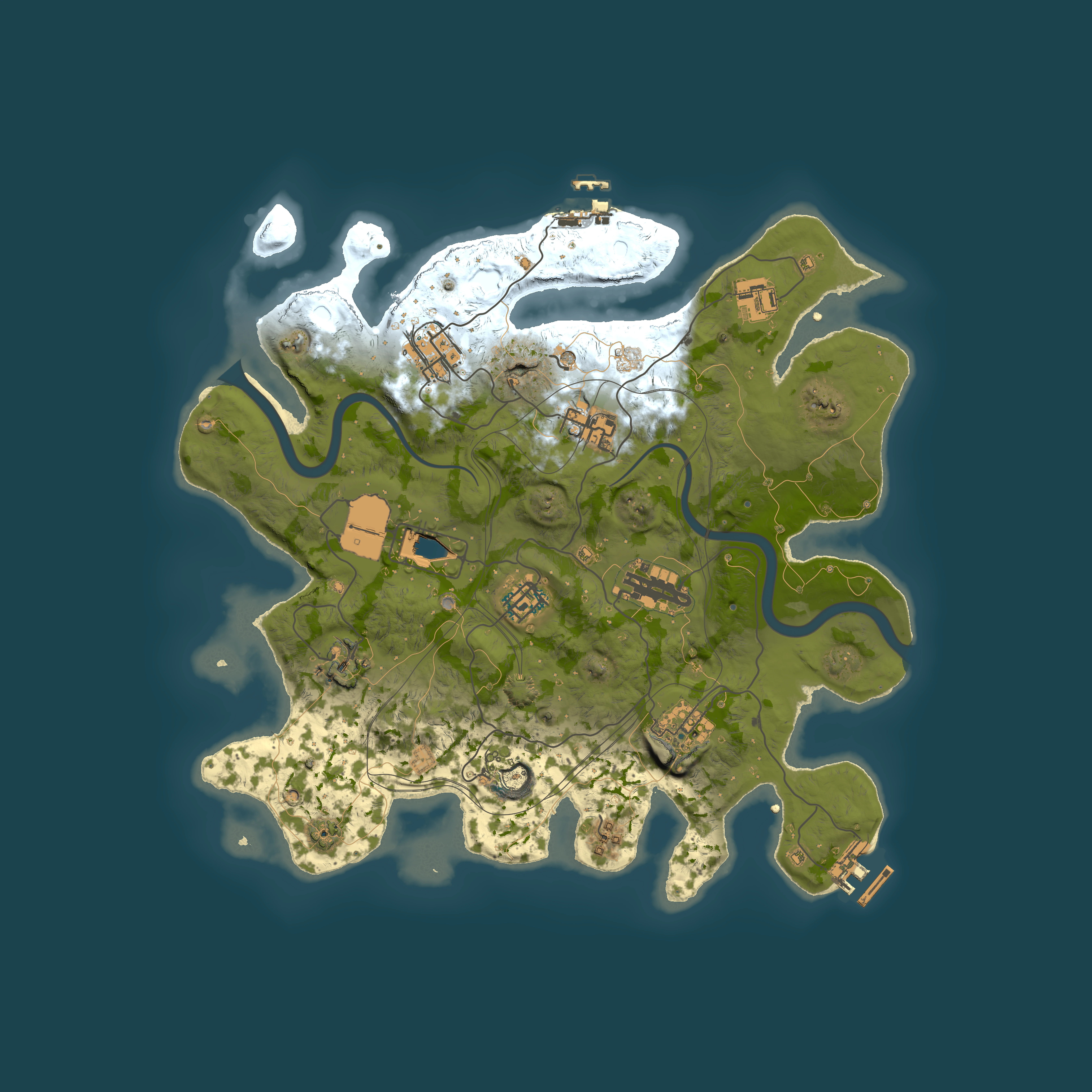 Full top-down render of Rust map seed 1112022, 3500x3500m