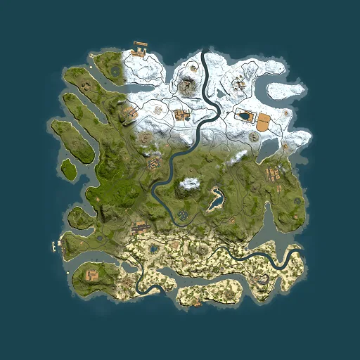 Rust map seed 1, 4200x4200m top-down preview