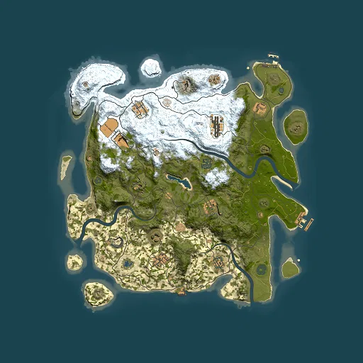 Rust map seed 0, 4000x4000m top-down preview