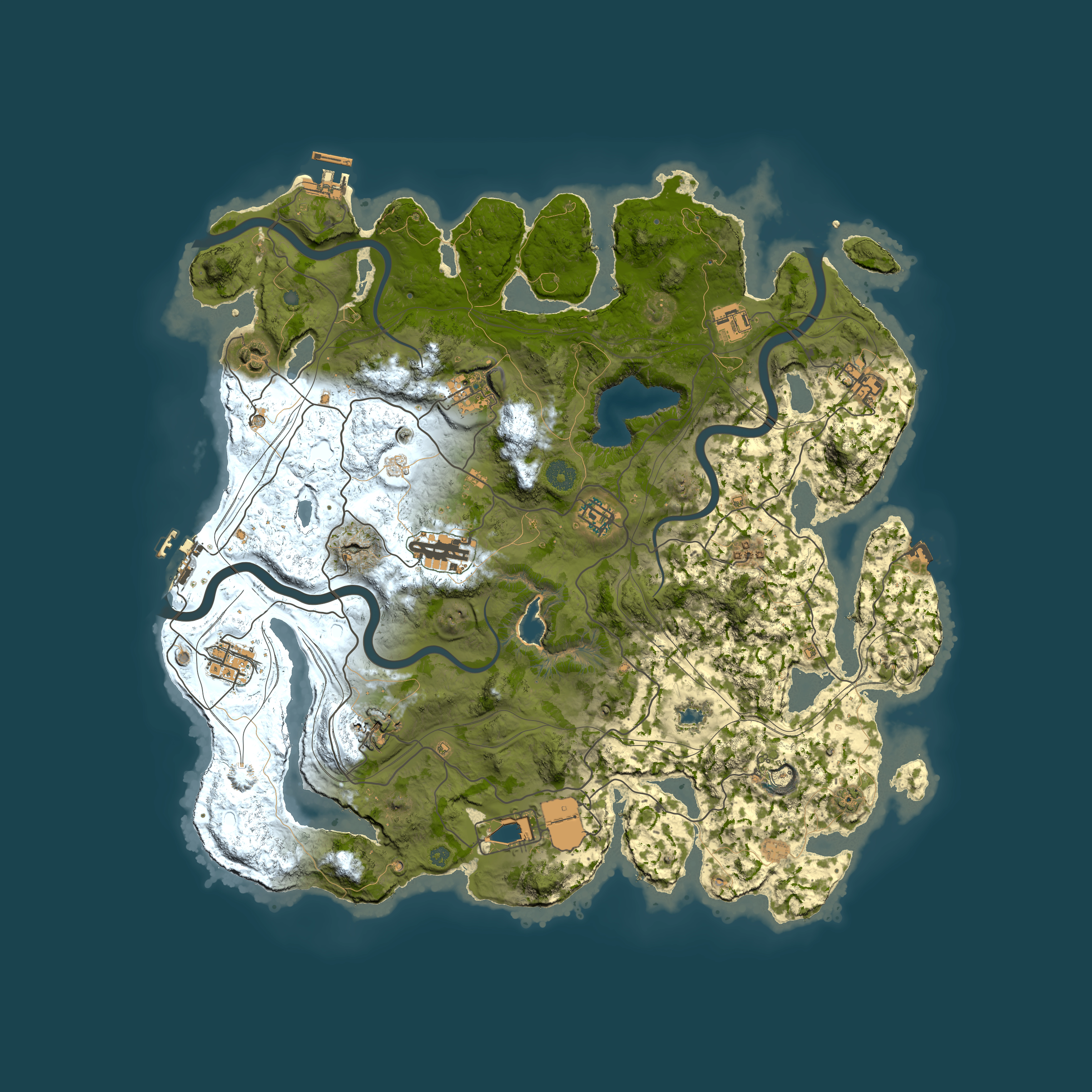 Full top-down render of Rust map seed 4940, 4250x4250m