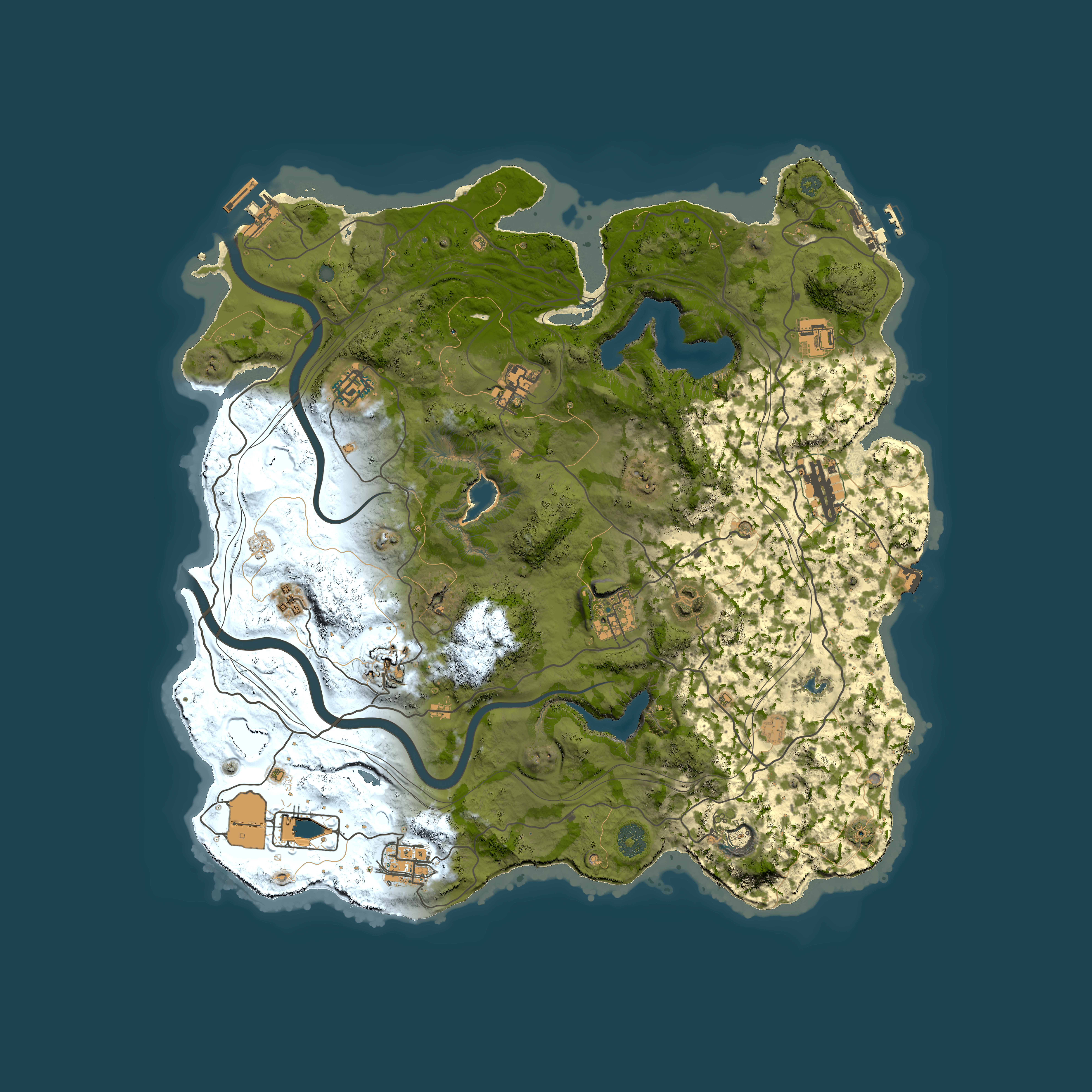 Full top-down render of Rust map seed 1878075637, 4000x4000m