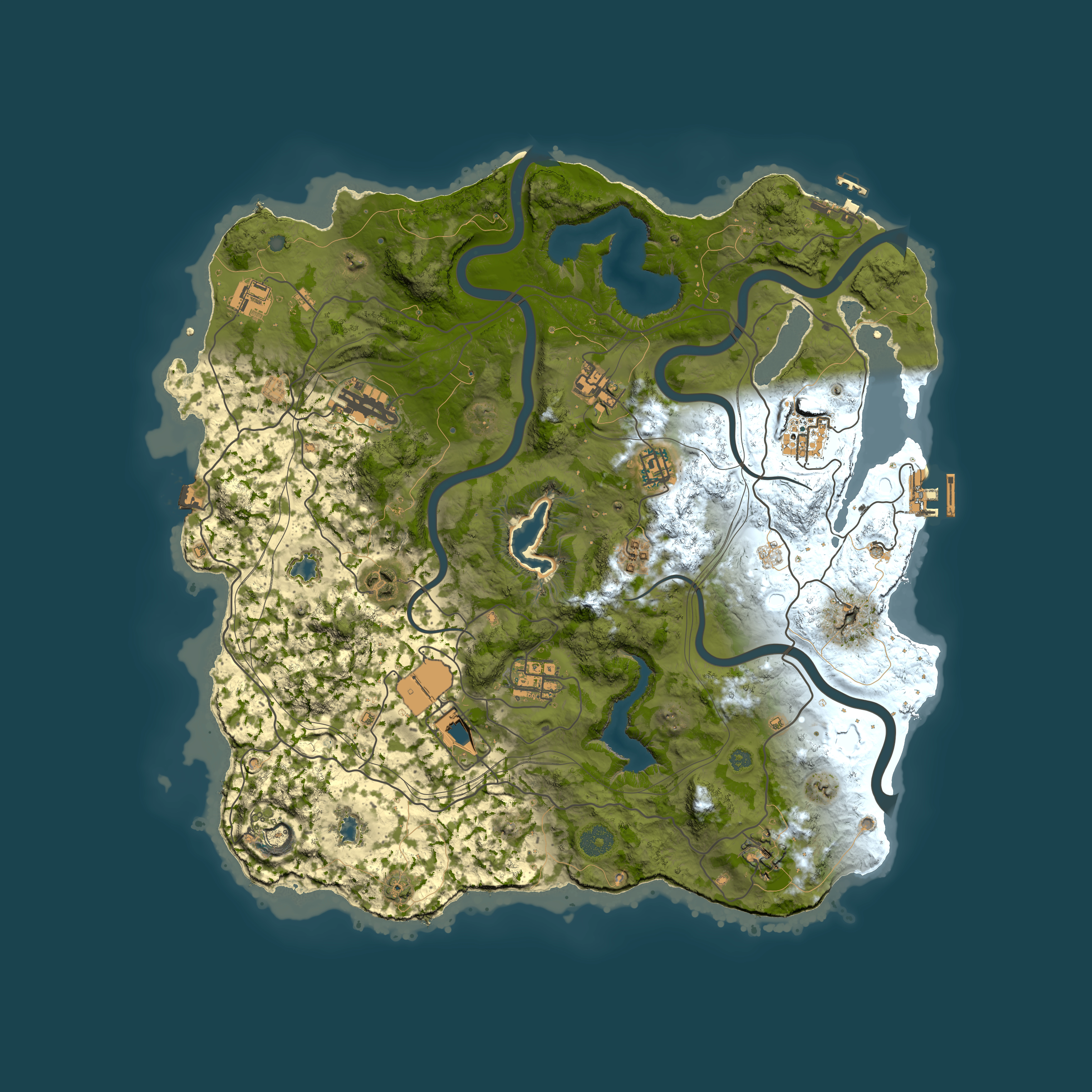 Full top-down render of Rust map seed 1490861926, 4000x4000m