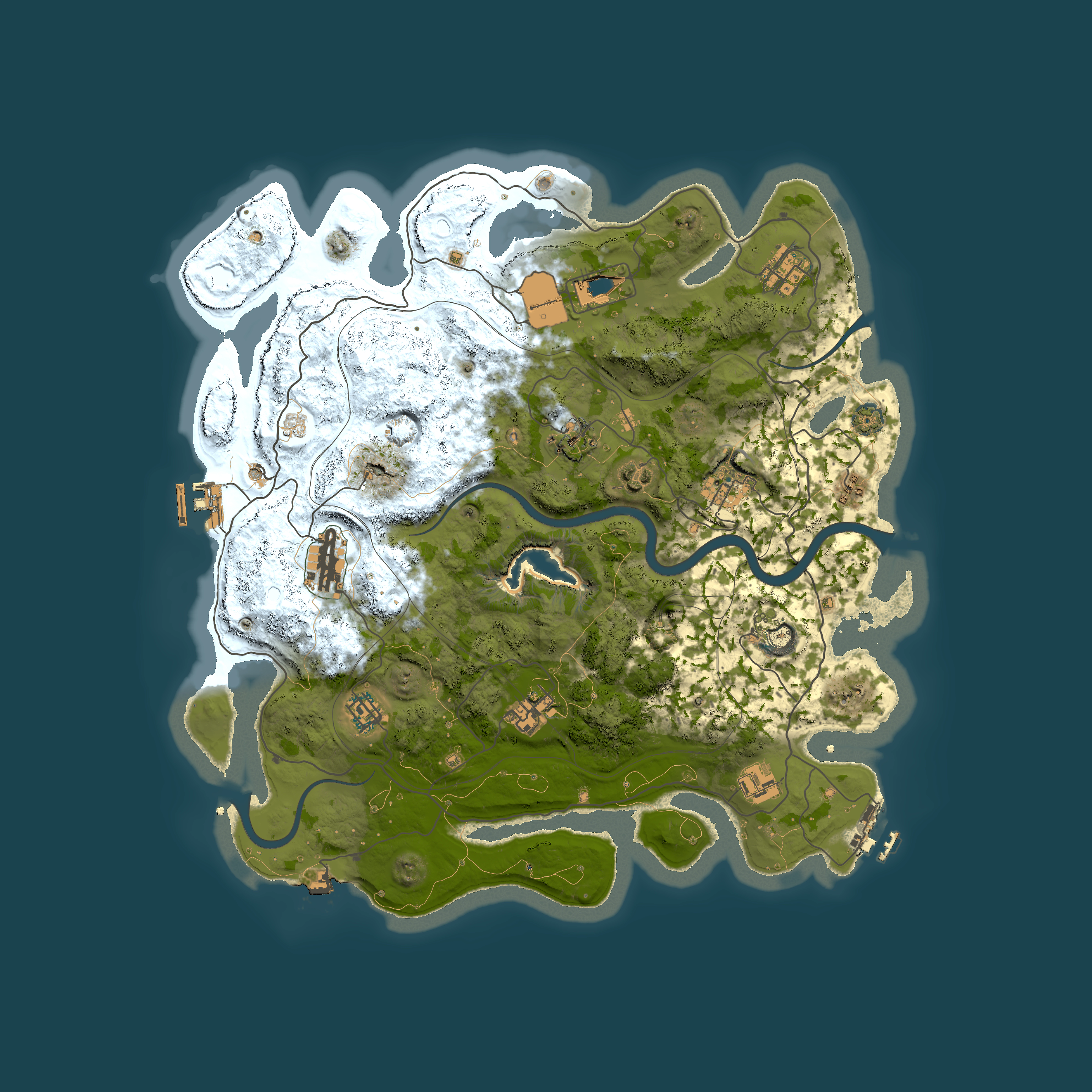 Full top-down render of Rust map seed 1337, 4000x4000m