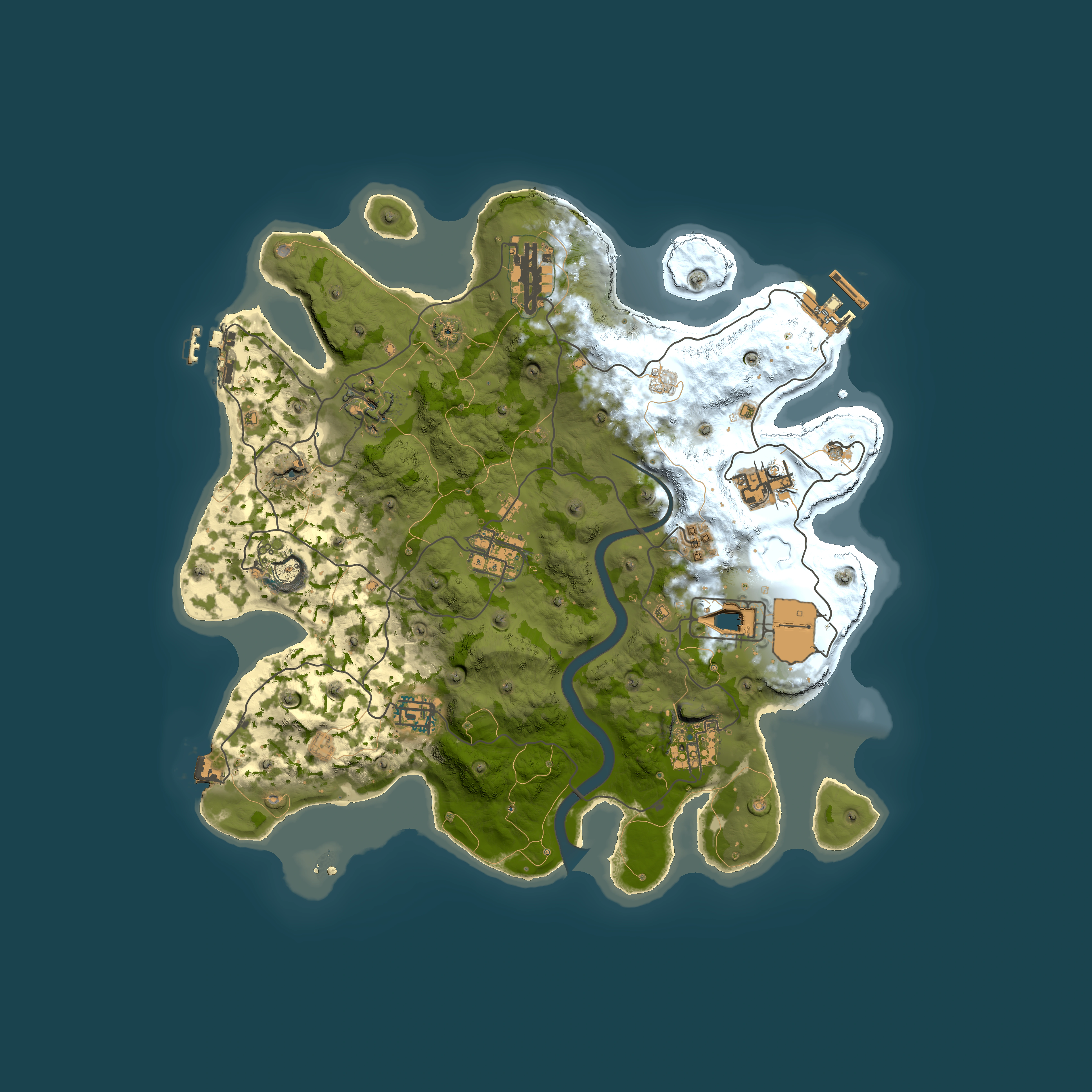 Full top-down render of Rust map seed 1719284889, 3451x3451m
