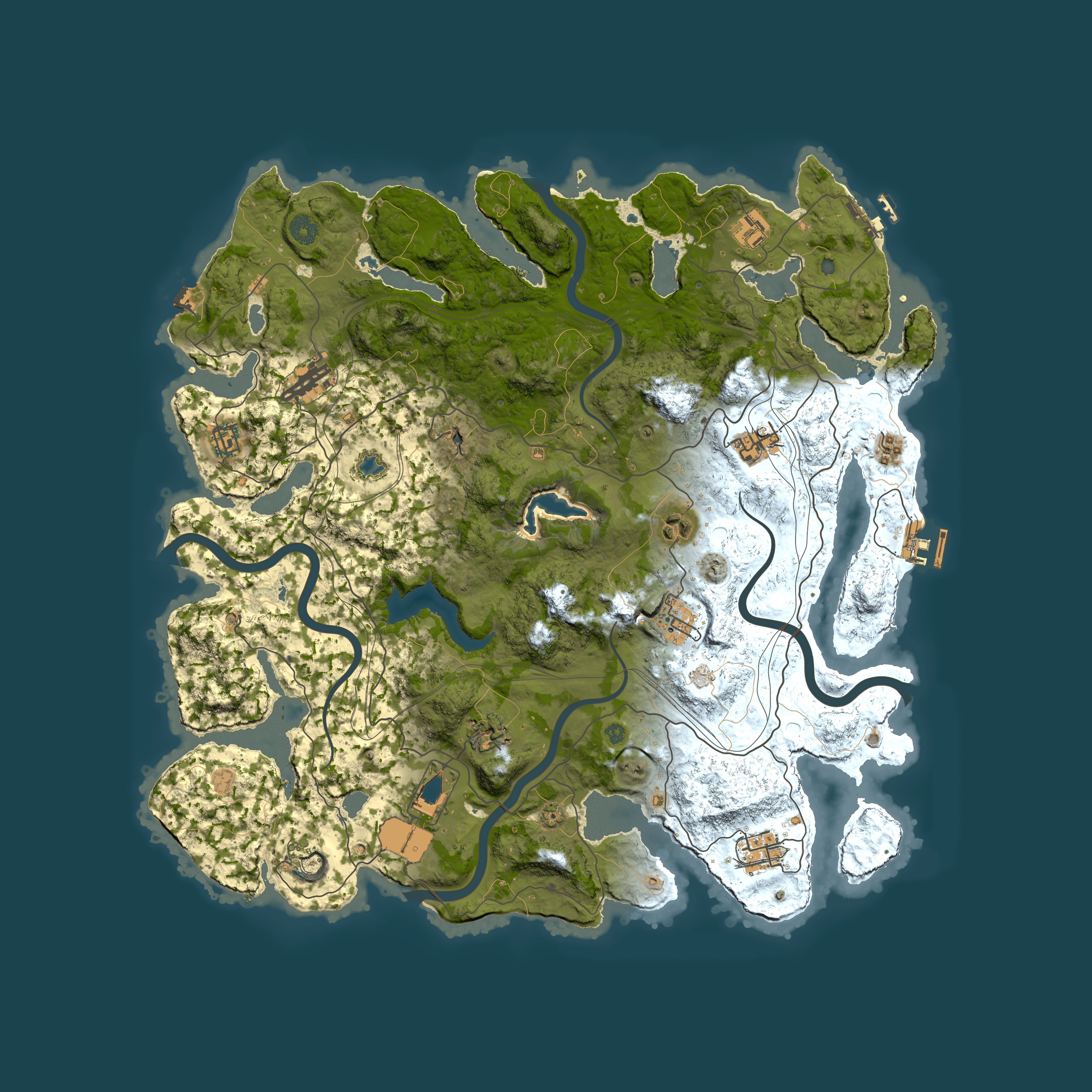 Full top-down render of Rust map seed 3292, 4400x4400m