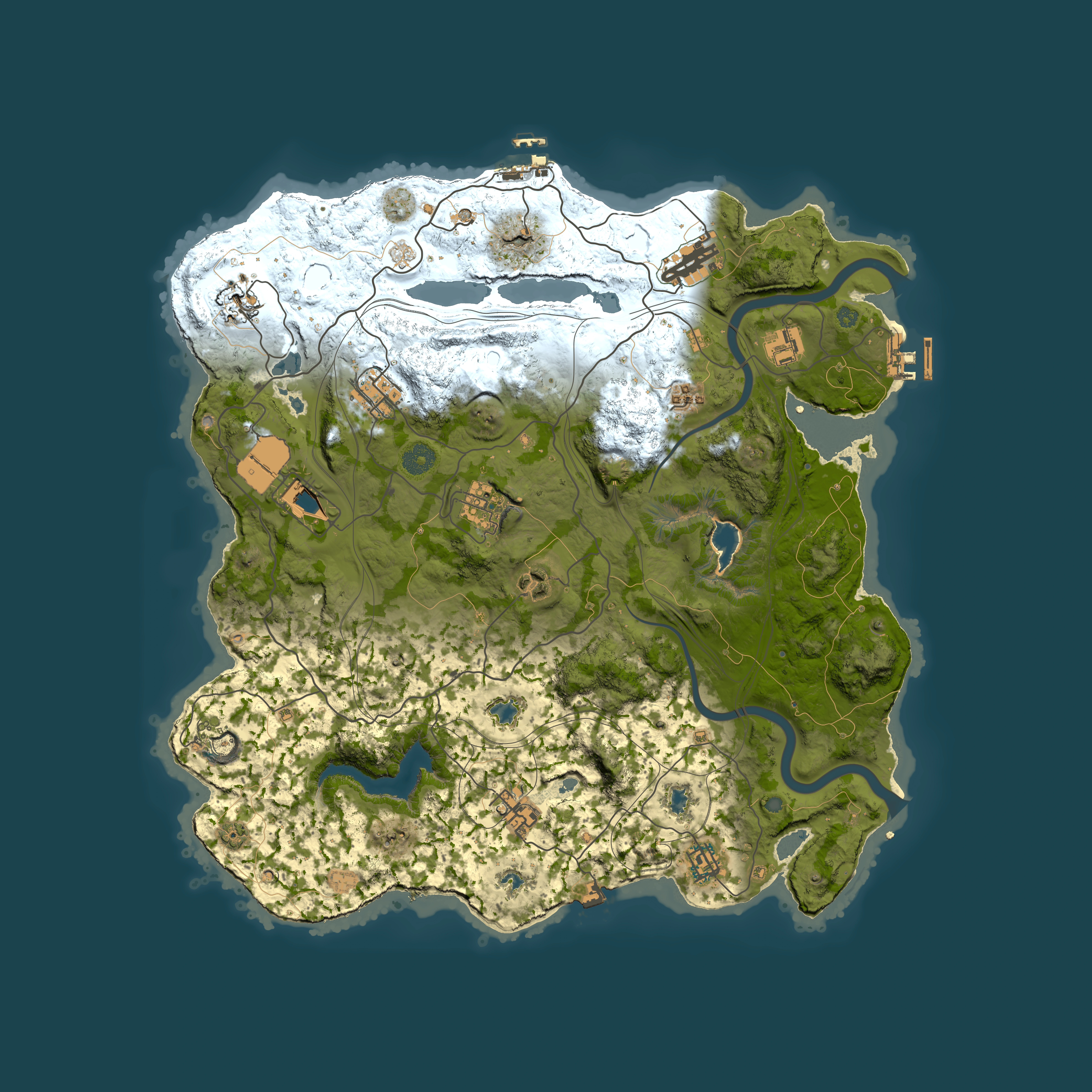 Full top-down render of Rust map seed 1849698450, 4000x4000m