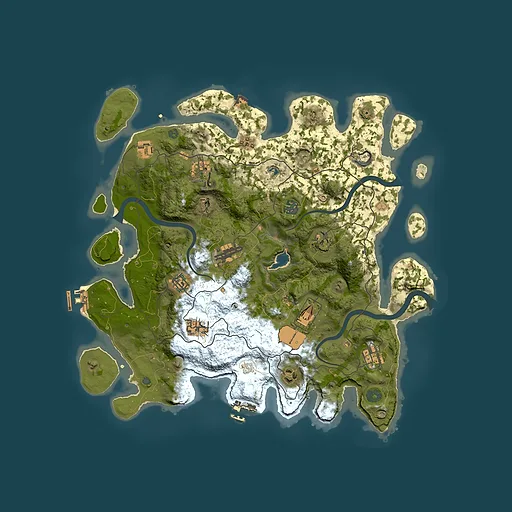 Rust map seed 0, 4000x4000m top-down preview