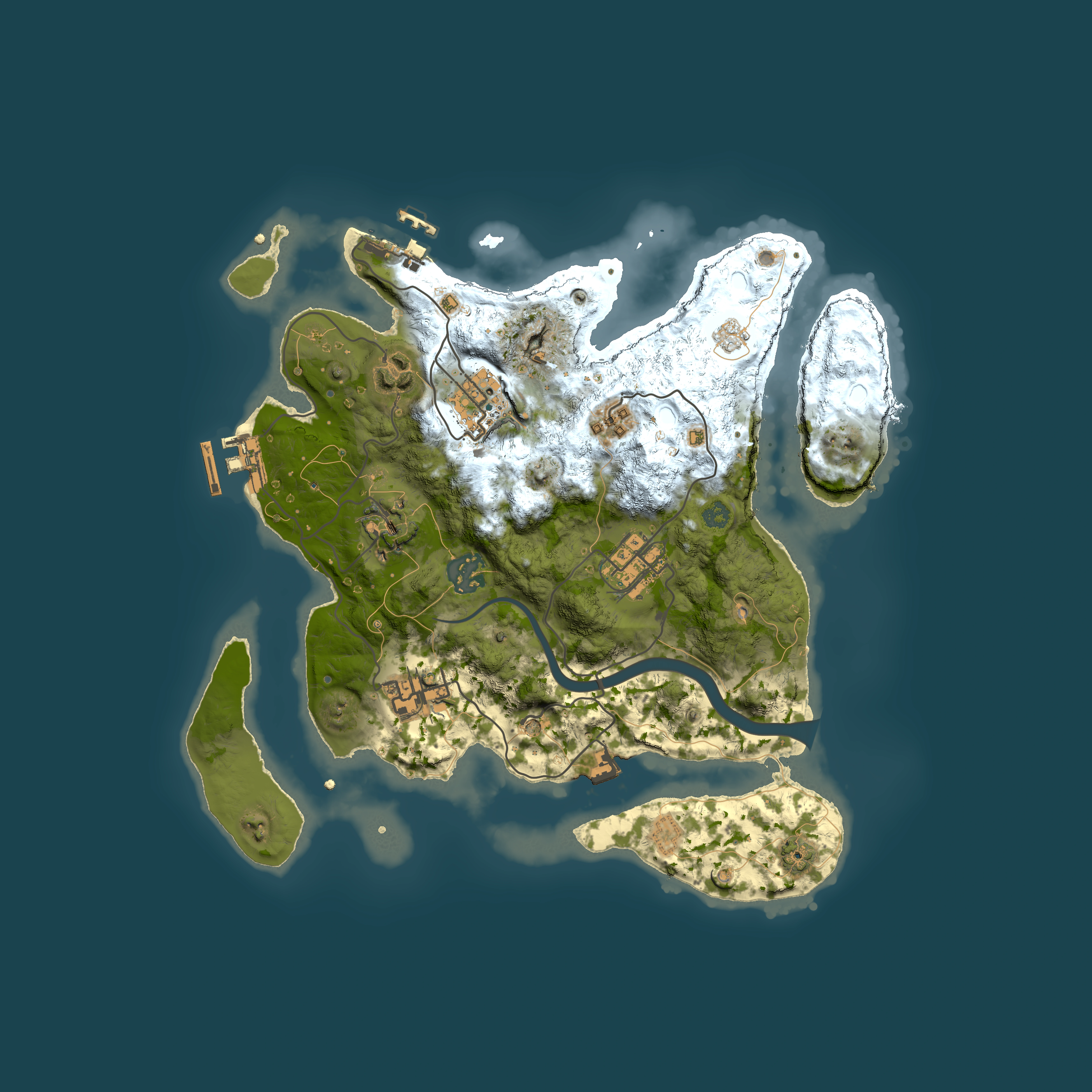Full top-down render of Rust map seed 830698730, 3000x3000m
