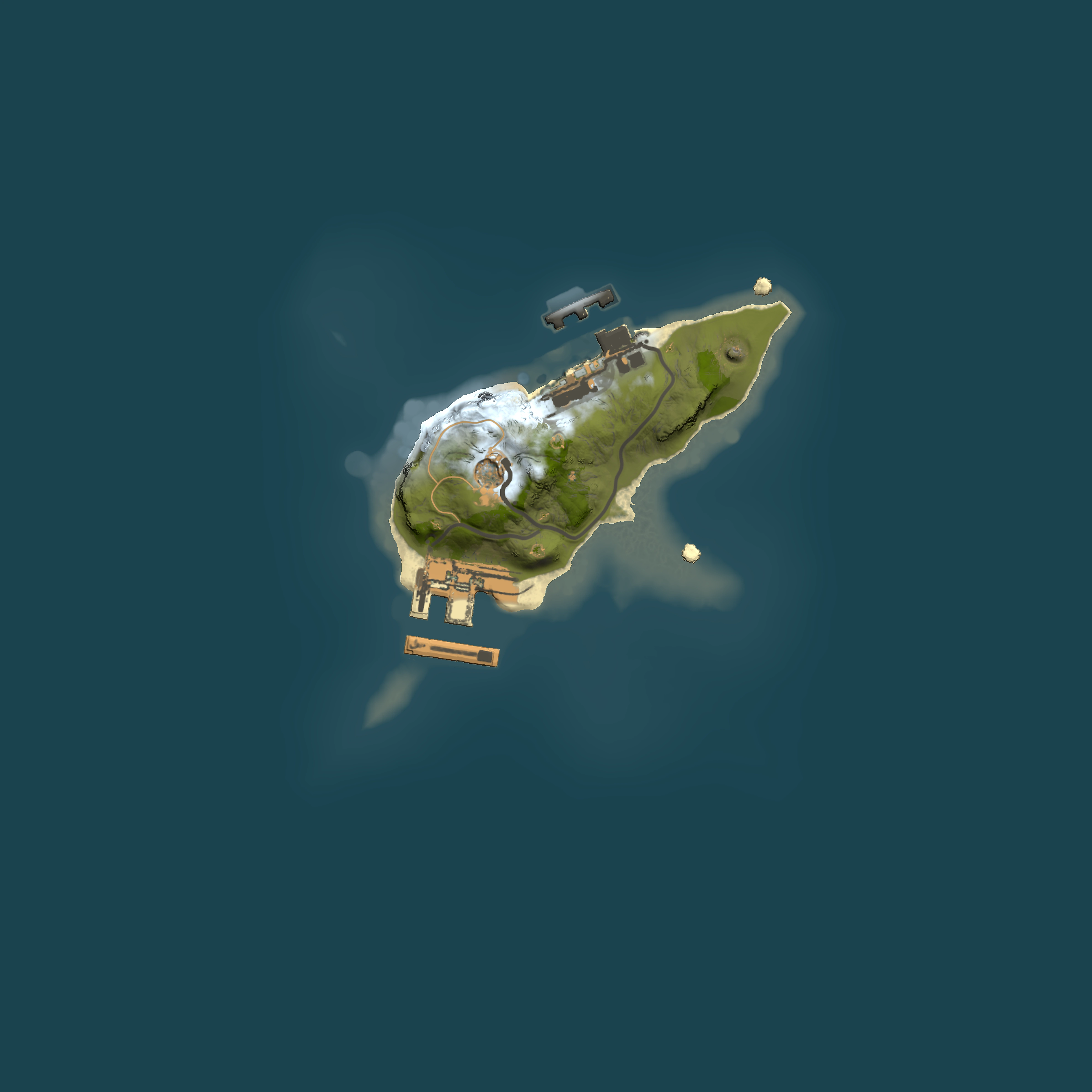 Full top-down render of Rust map seed 1601005573, 1500x1500m