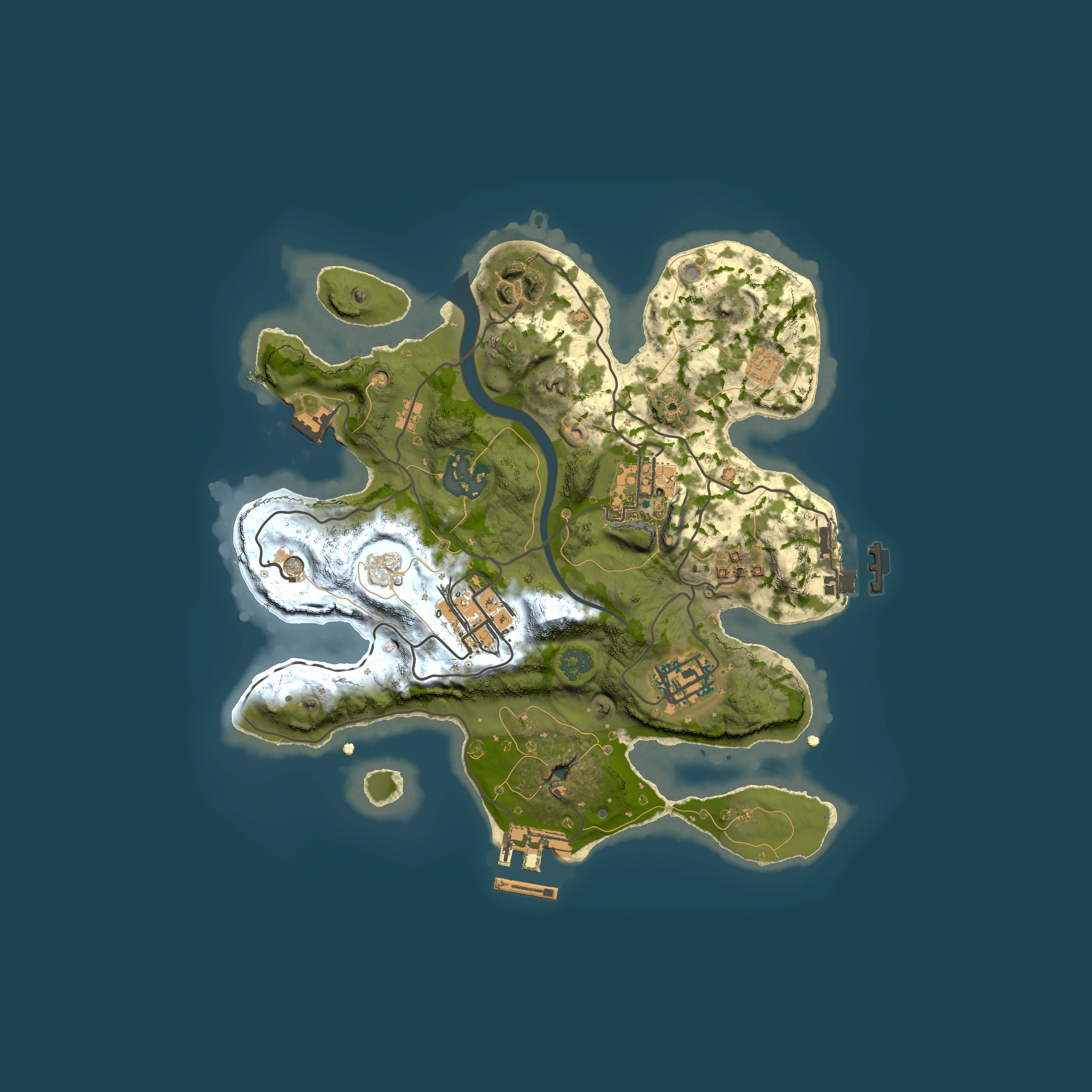 Full top-down render of Rust map seed 1138176327, 2500x2500m