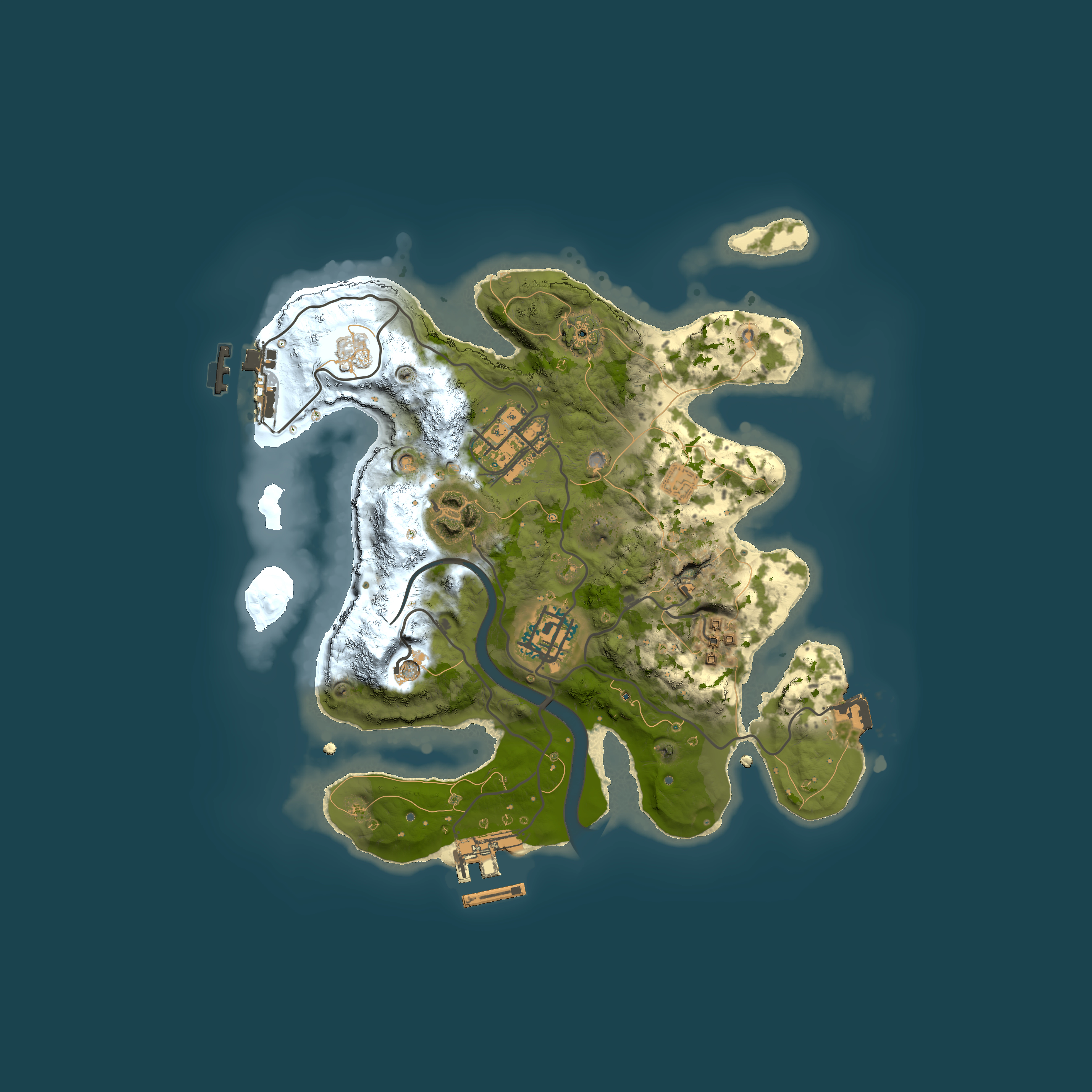 Full top-down render of Rust map seed 2124419357, 2500x2500m