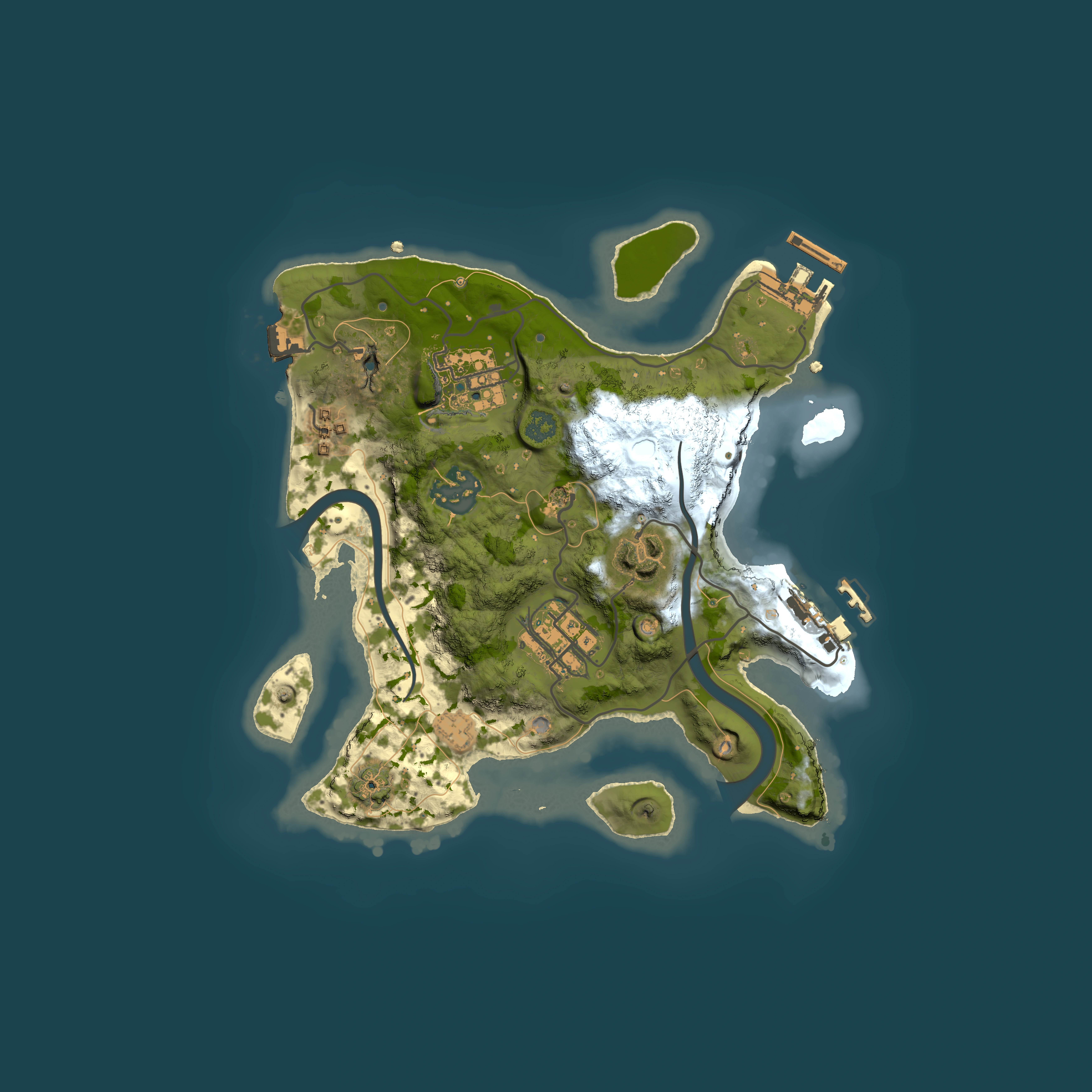 Full top-down render of Rust map seed 192472424, 2500x2500m