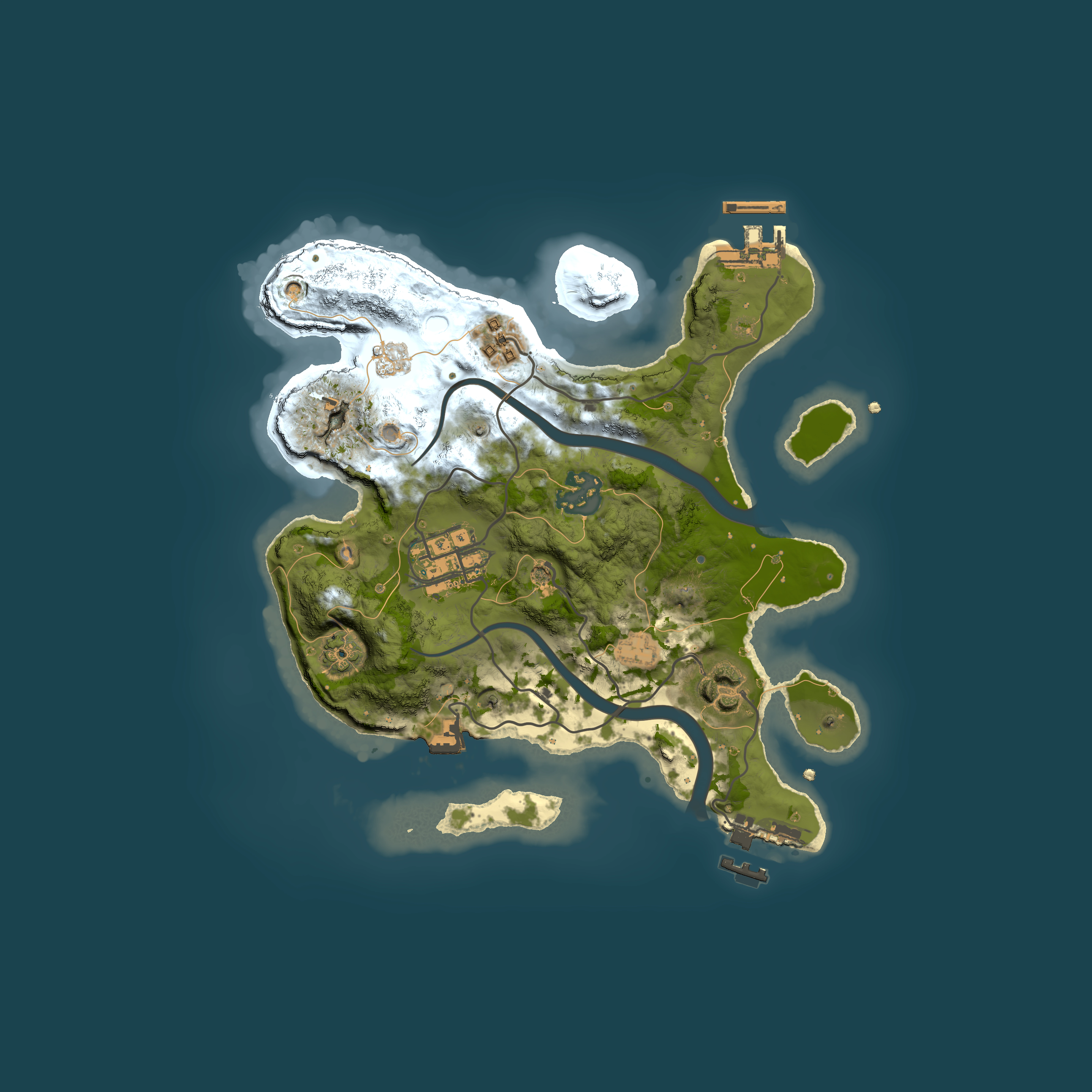 Full top-down render of Rust map seed 223089413, 2500x2500m