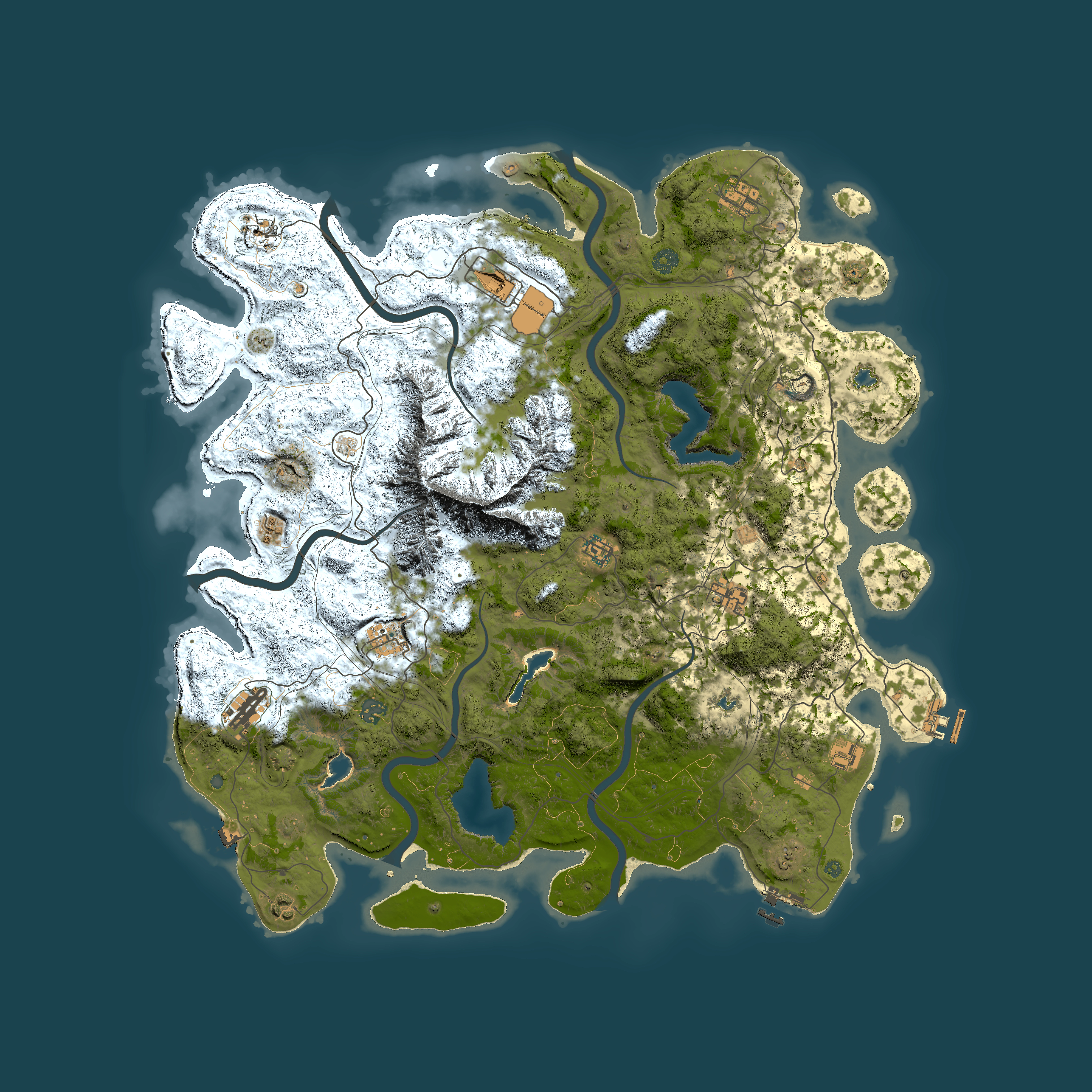 Full top-down render of Rust map seed 65008560, 5000x5000m