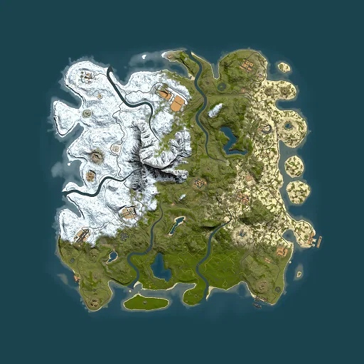 Rust map seed 65008560, 5000x5000m top-down preview