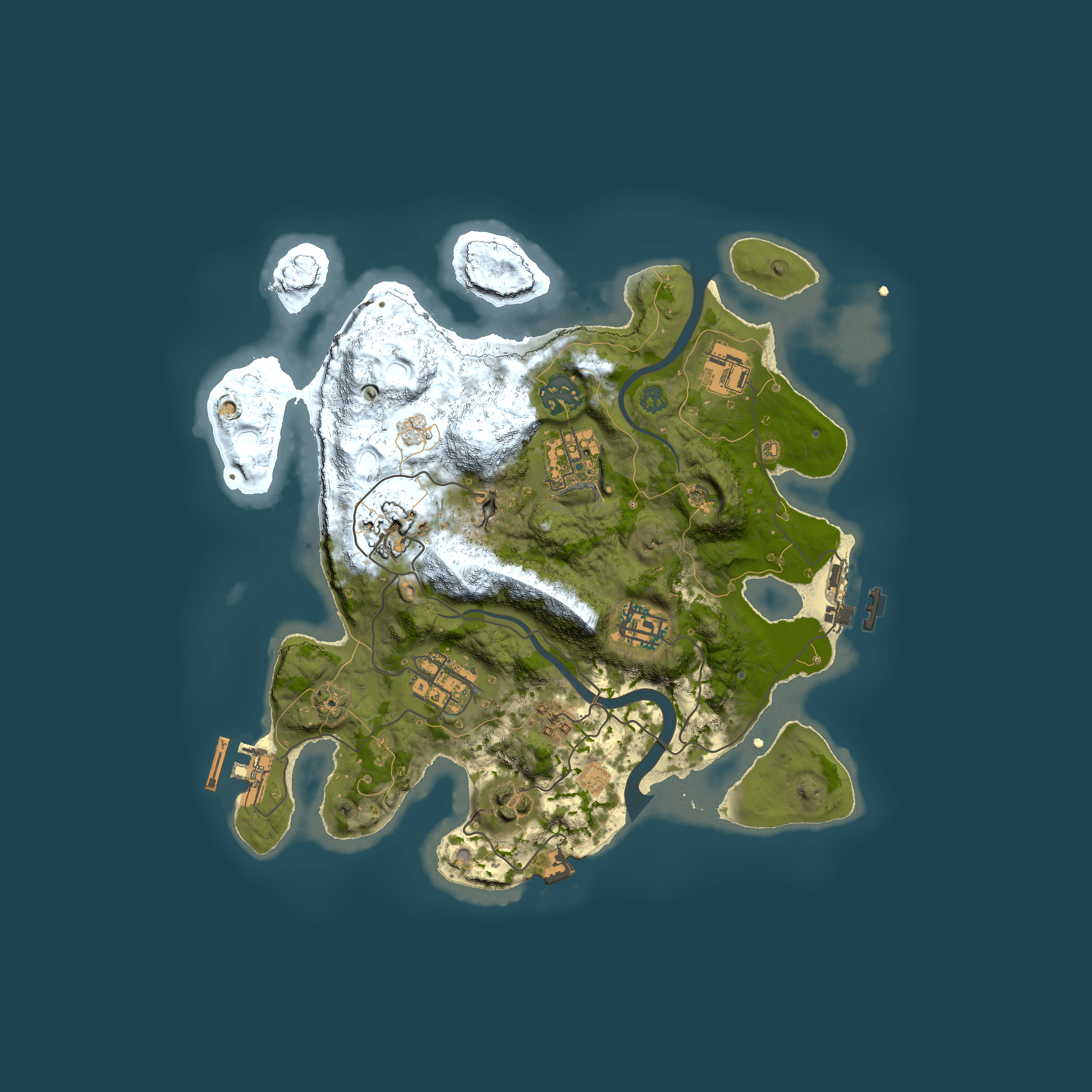 Full top-down render of Rust map seed 192662427, 3000x3000m