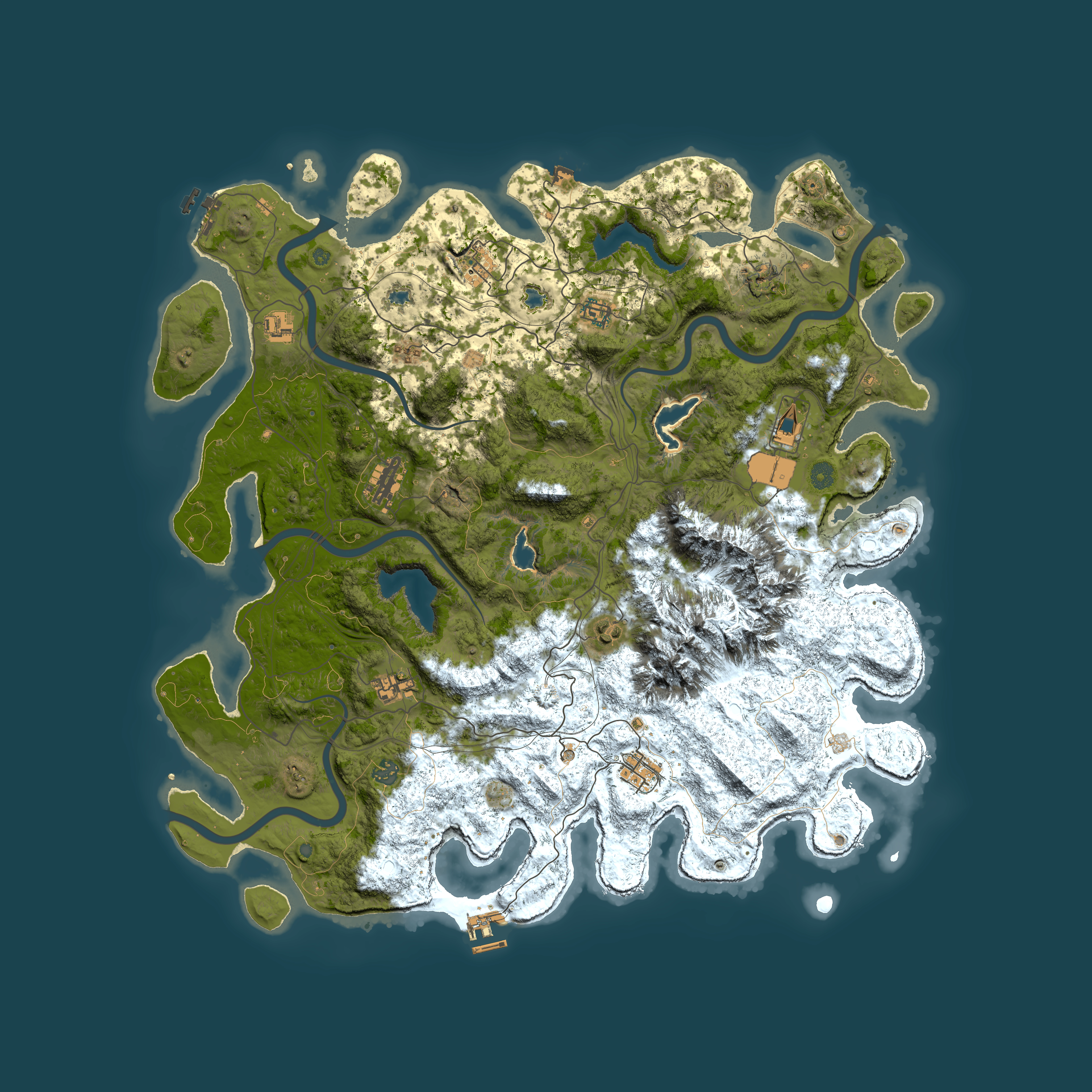Full top-down render of Rust map seed 14798270, 5000x5000m