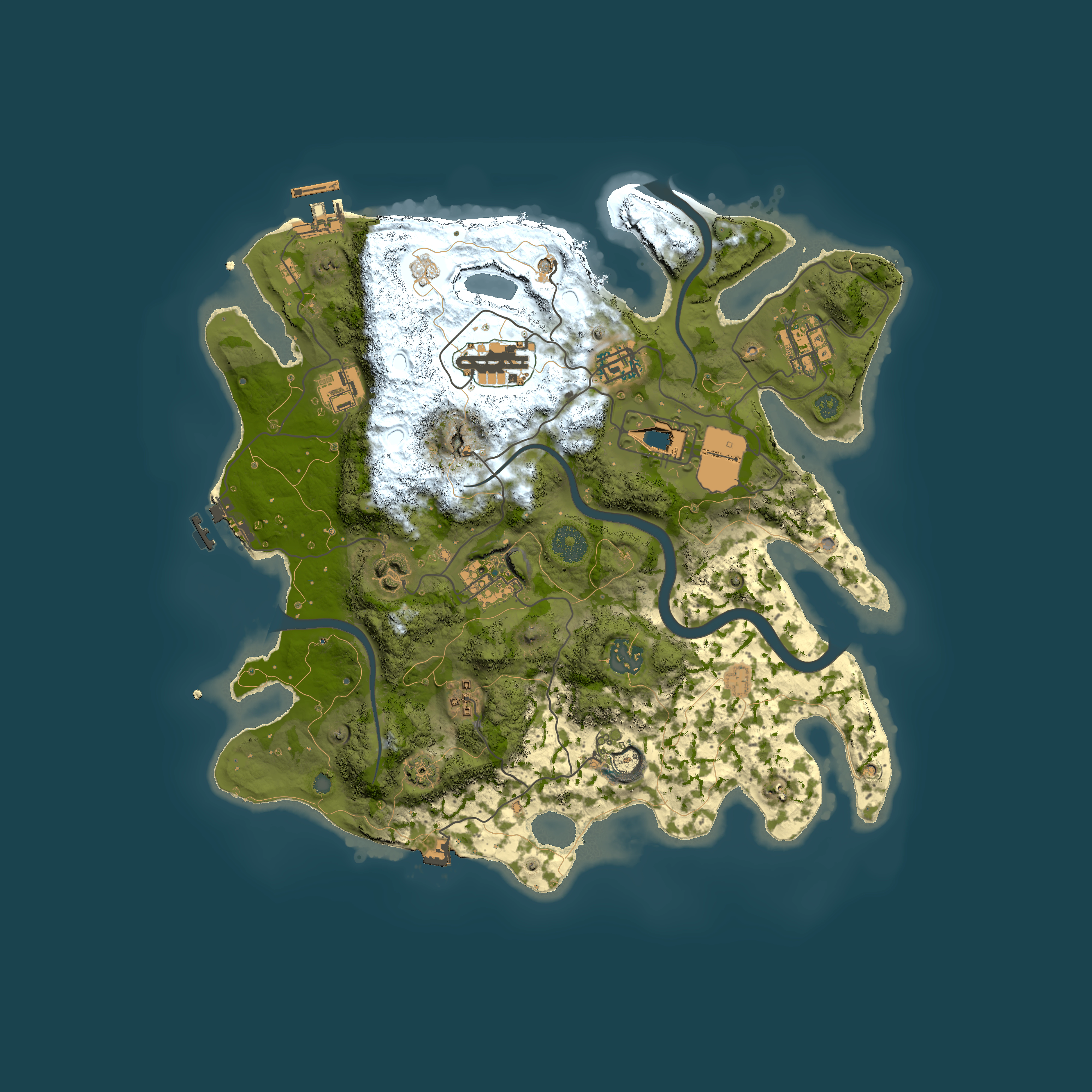 Full top-down render of Rust map seed 2126210197, 3500x3500m