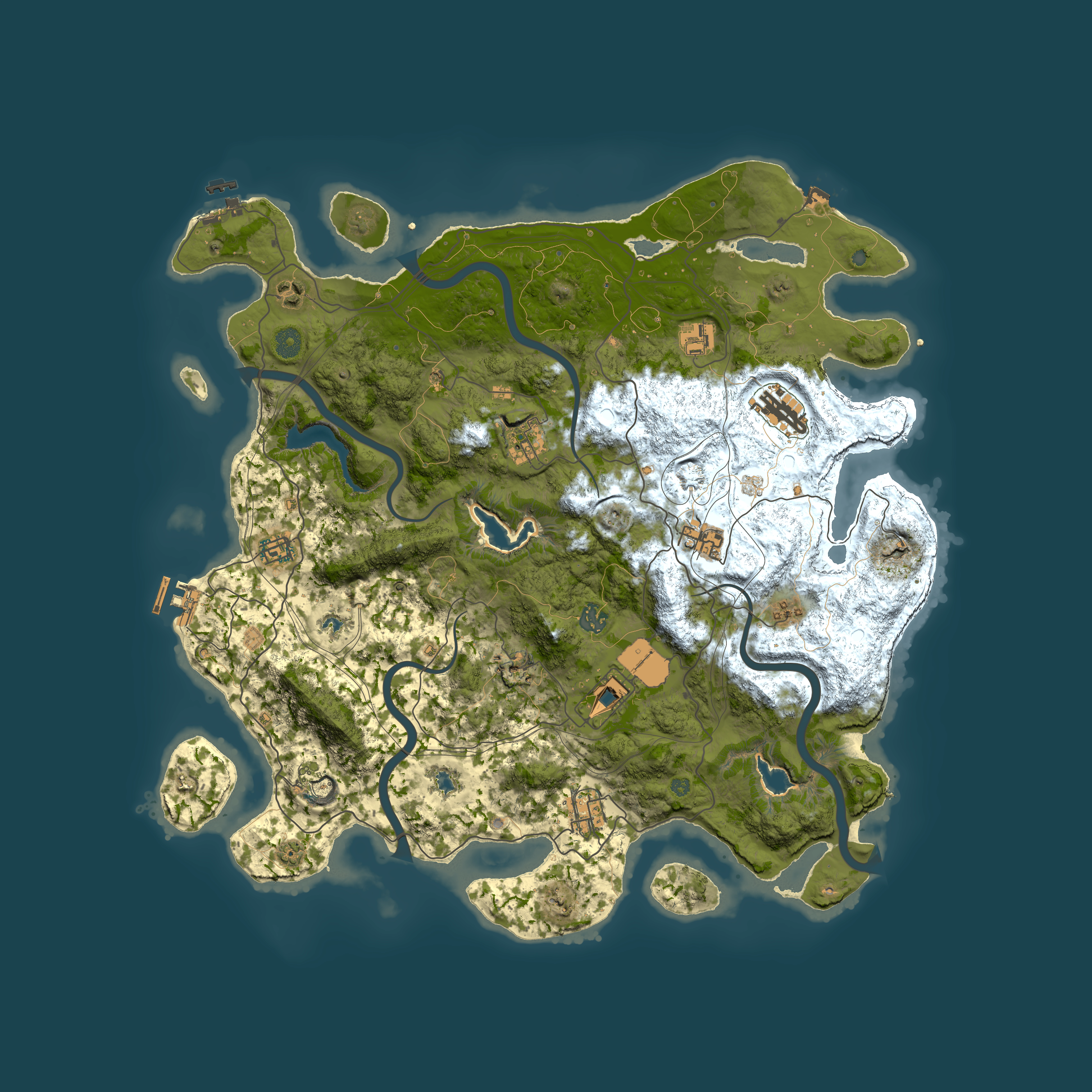 Full top-down render of Rust map seed 1951221410, 4500x4500m