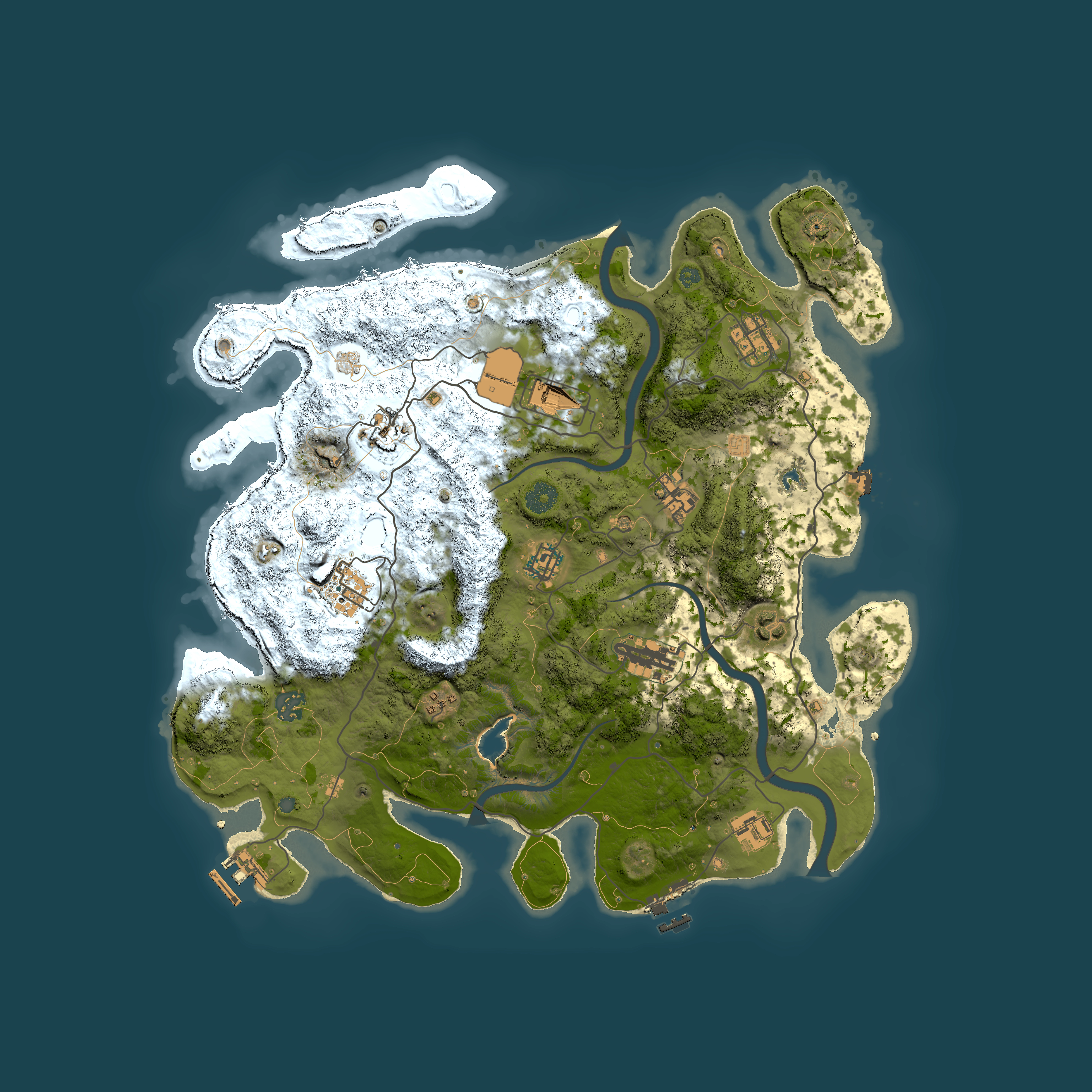 Full top-down render of Rust map seed 911857919, 4000x4000m
