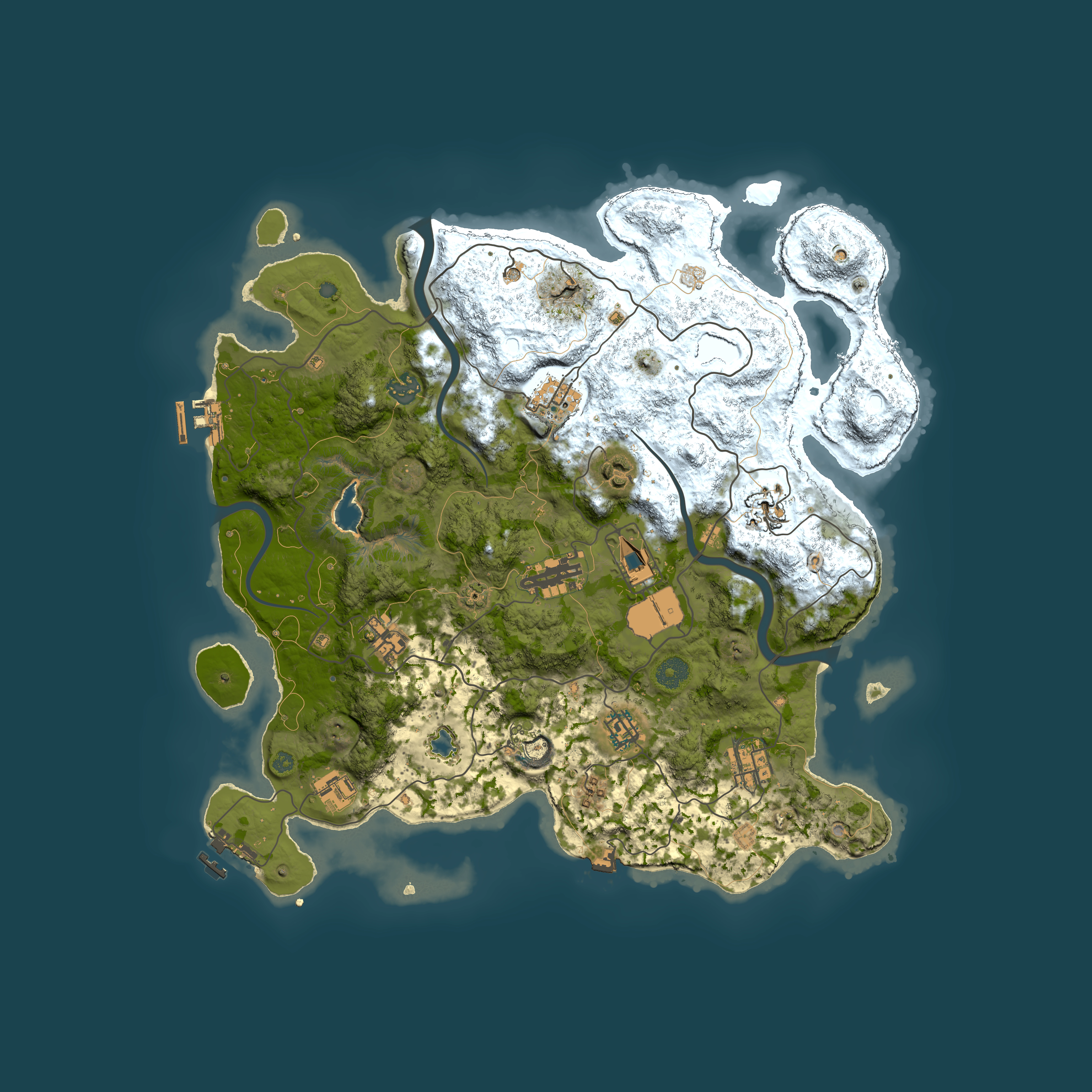 Full top-down render of Rust map seed 312765345, 4000x4000m
