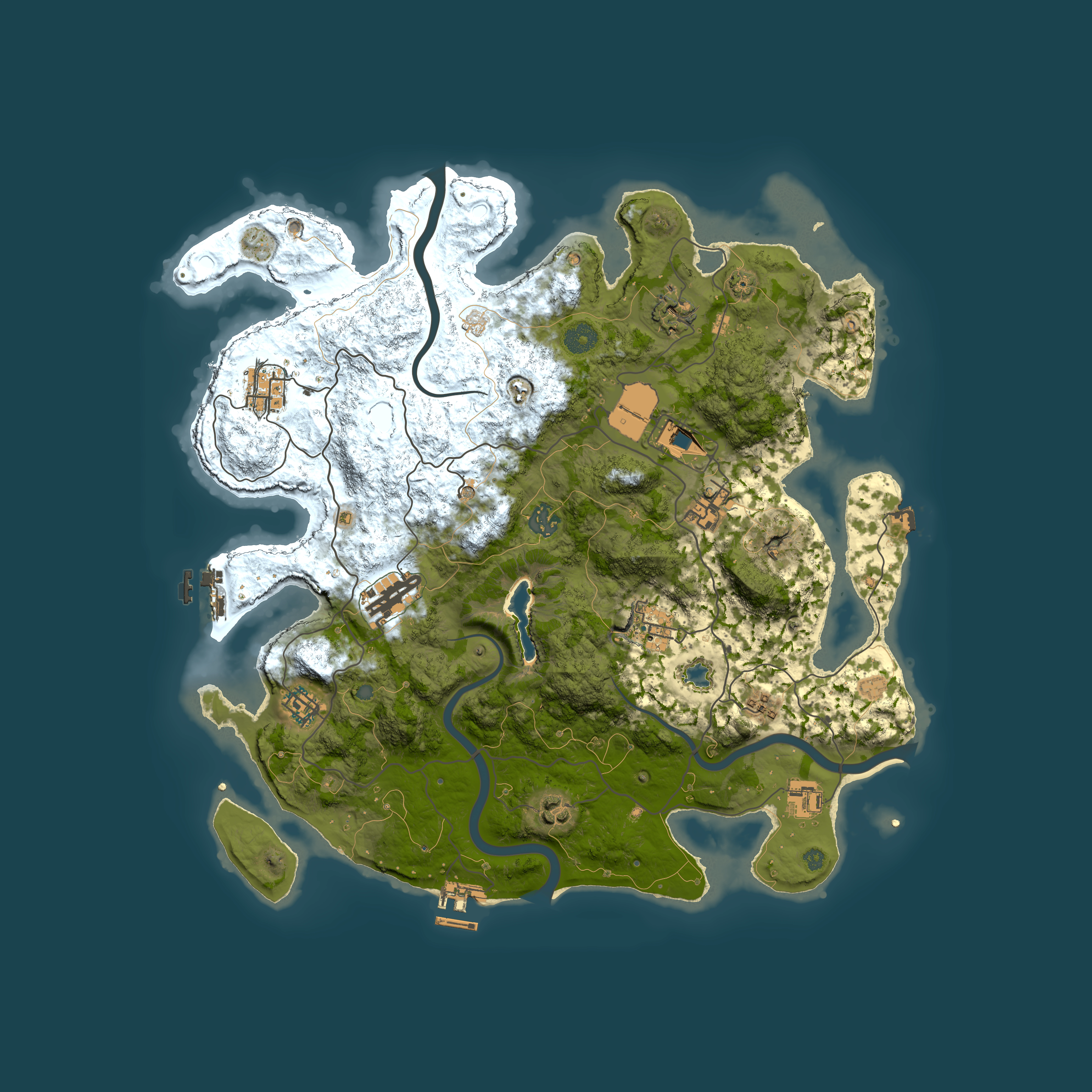 Full top-down render of Rust map seed 905813070, 4000x4000m