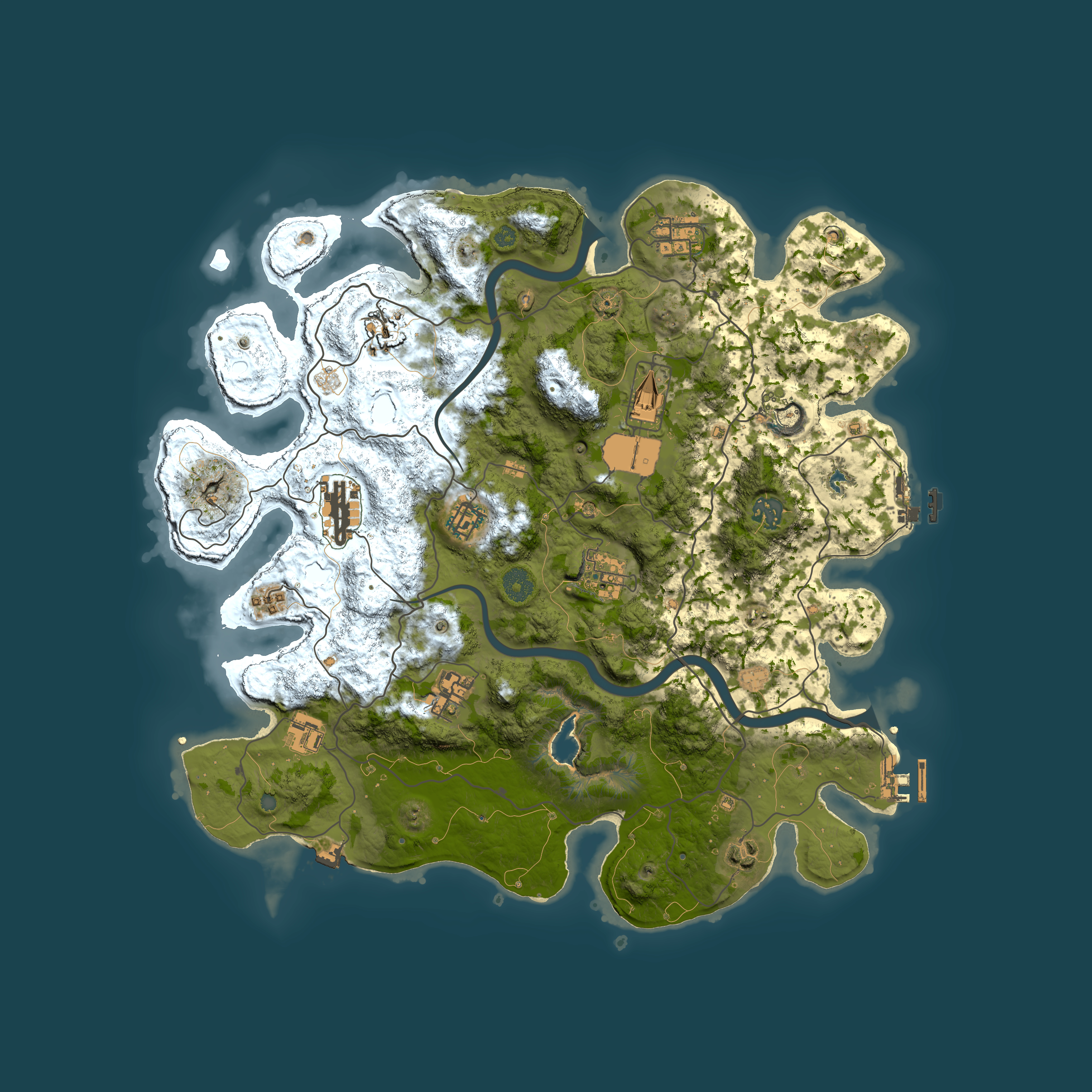 Full top-down render of Rust map seed 422048368, 4000x4000m