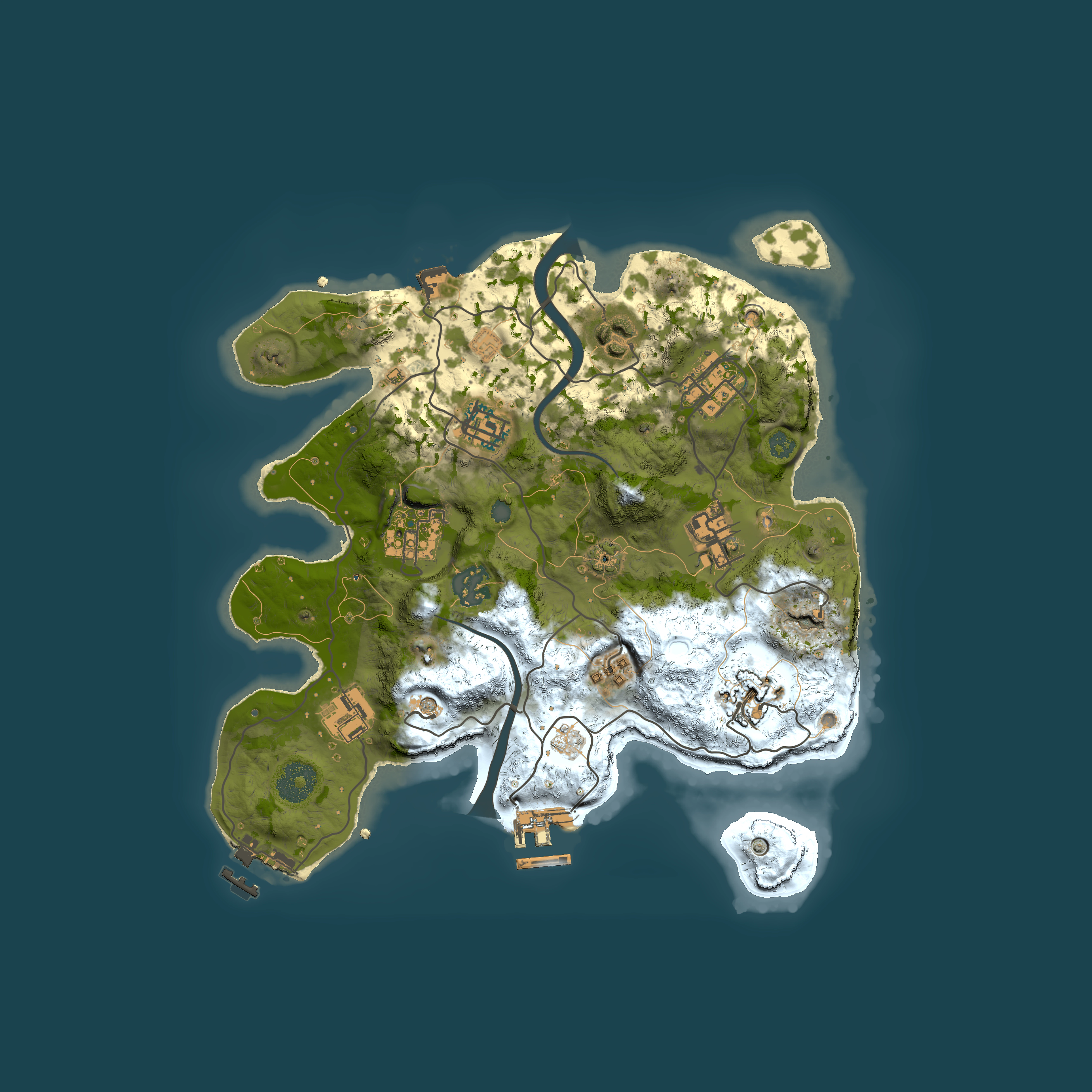 Full top-down render of Rust map seed 2119780527, 3000x3000m