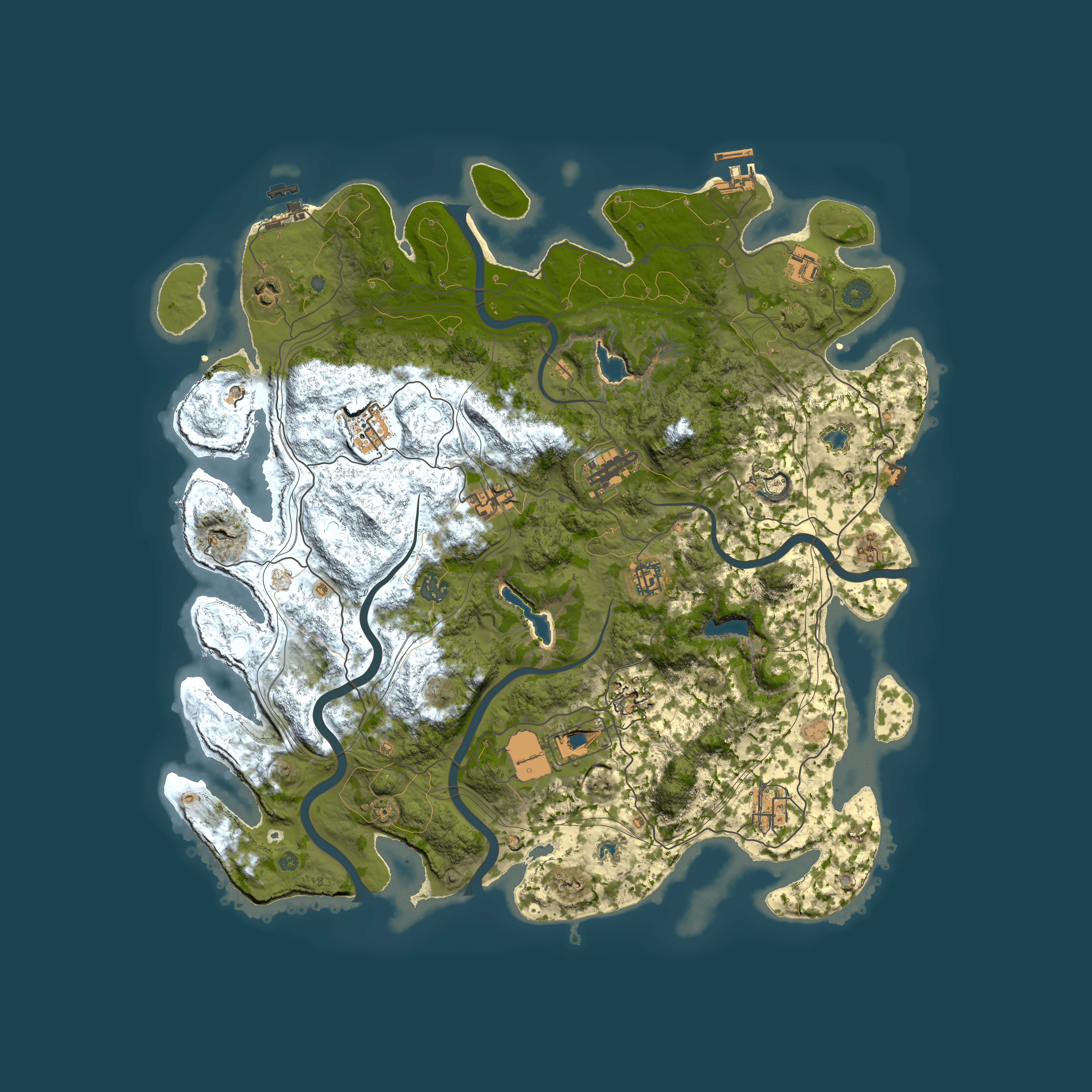 Full top-down render of Rust map seed 1336888419, 4500x4500m