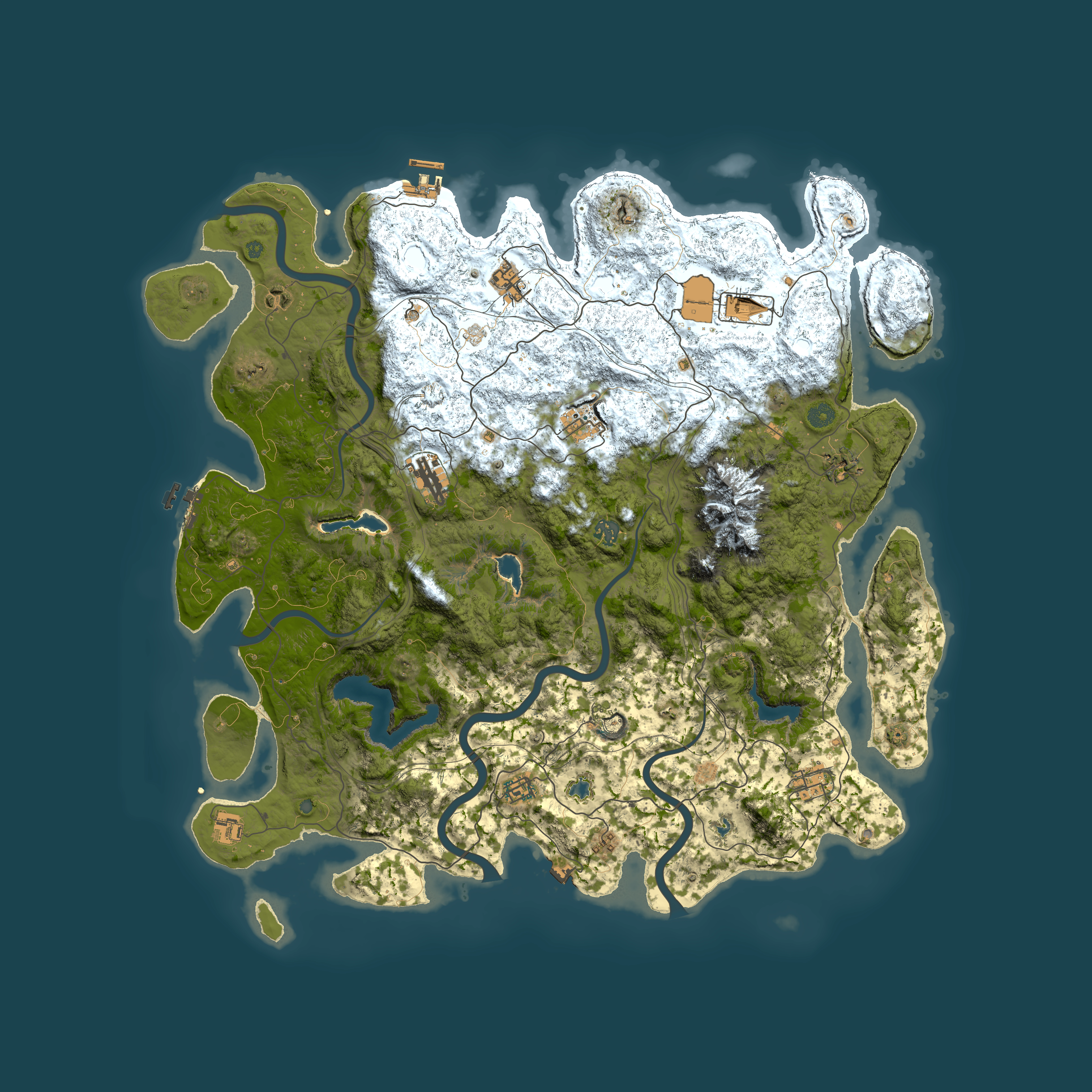 Full top-down render of Rust map seed 1455414888, 5000x5000m