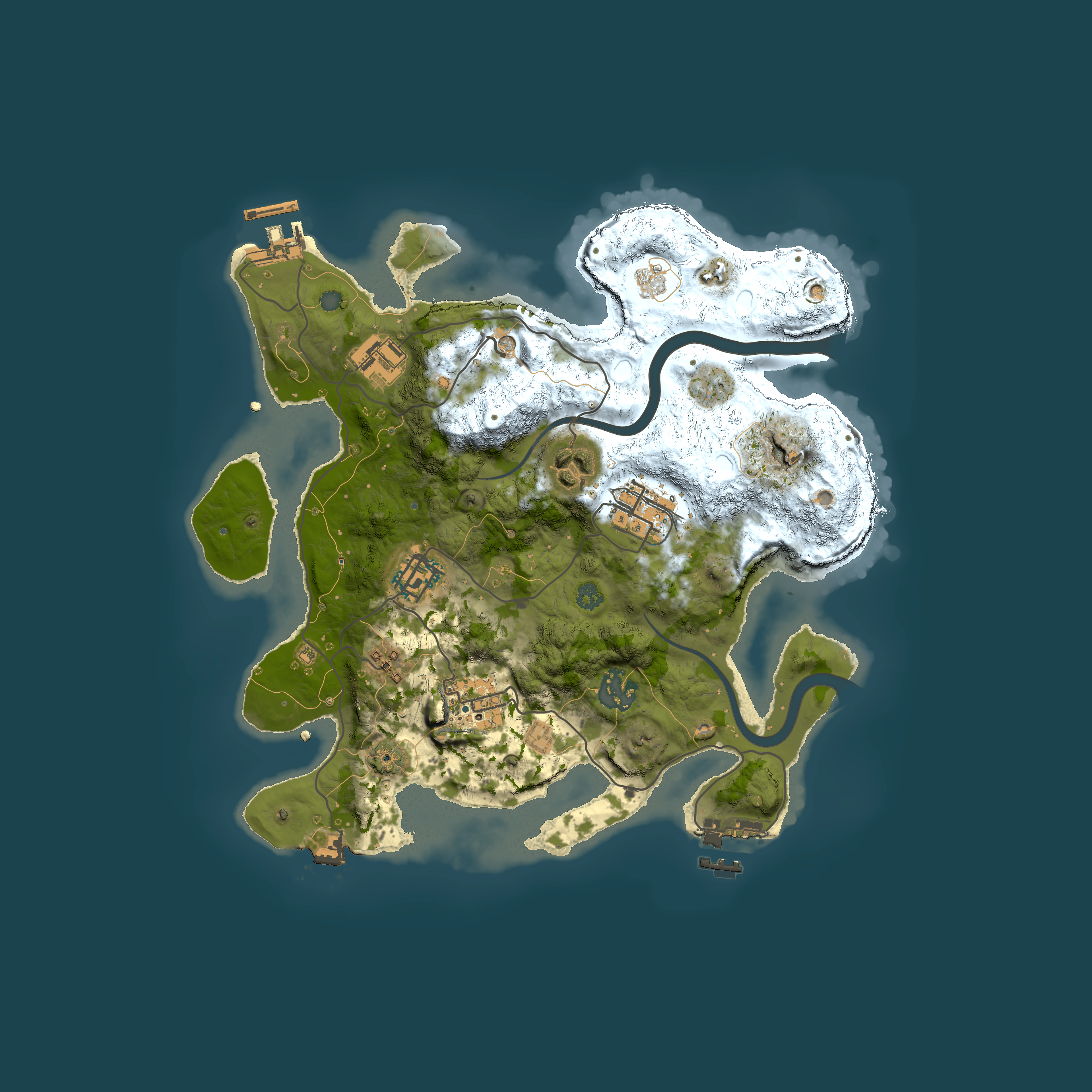 Full top-down render of Rust map seed 1600829213, 3000x3000m