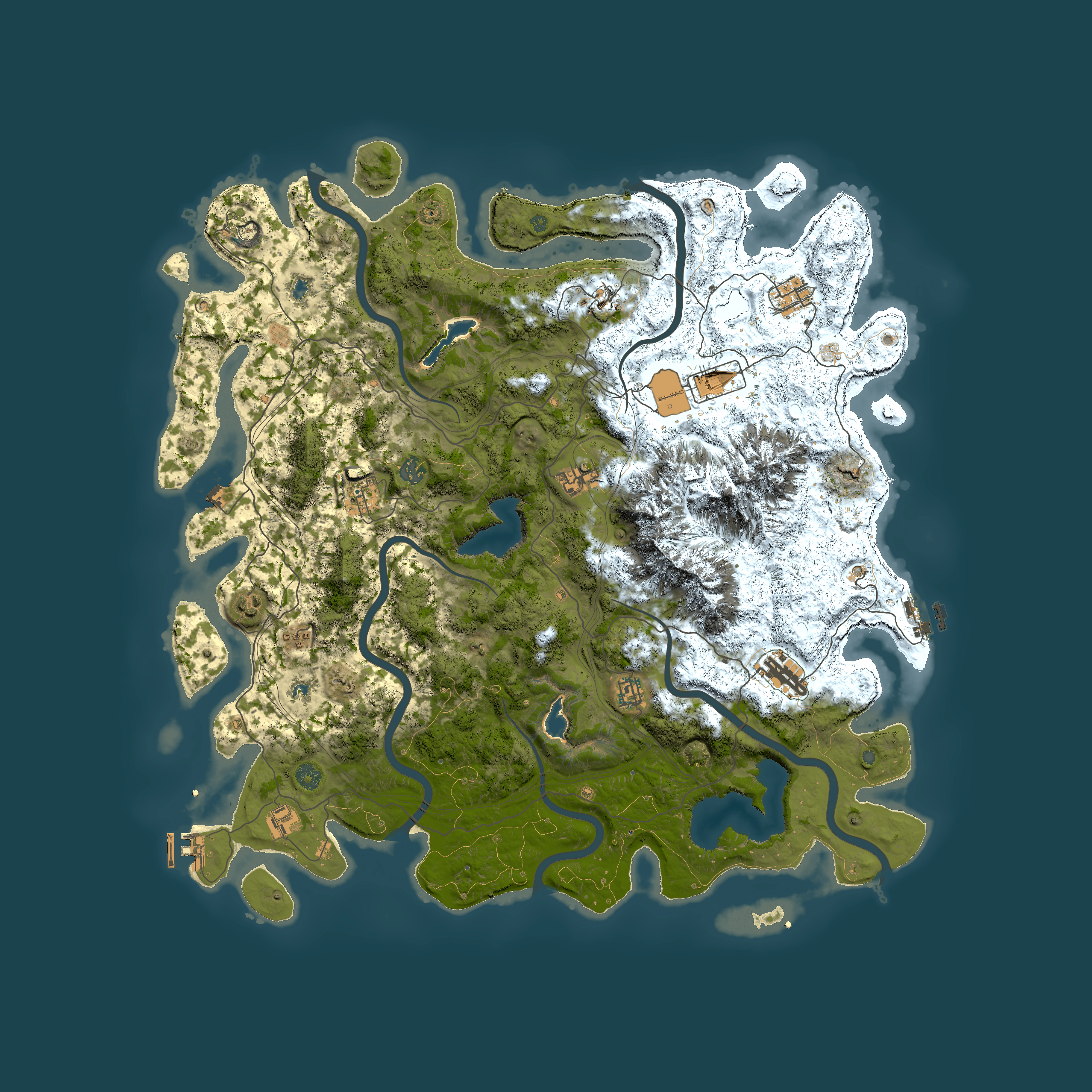 Full top-down render of Rust map seed 348736371, 5000x5000m