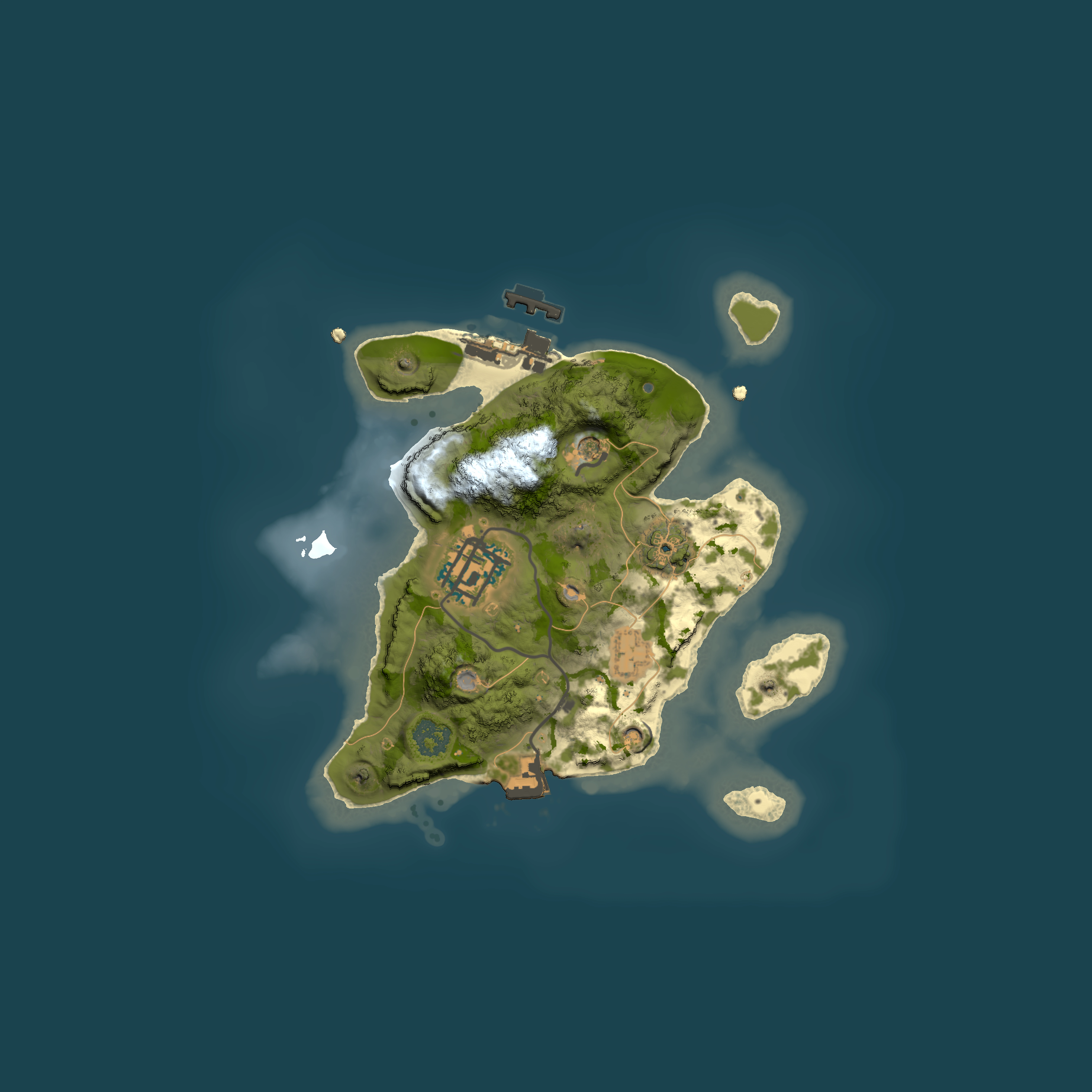Full top-down render of Rust map seed 2020554106, 2000x2000m