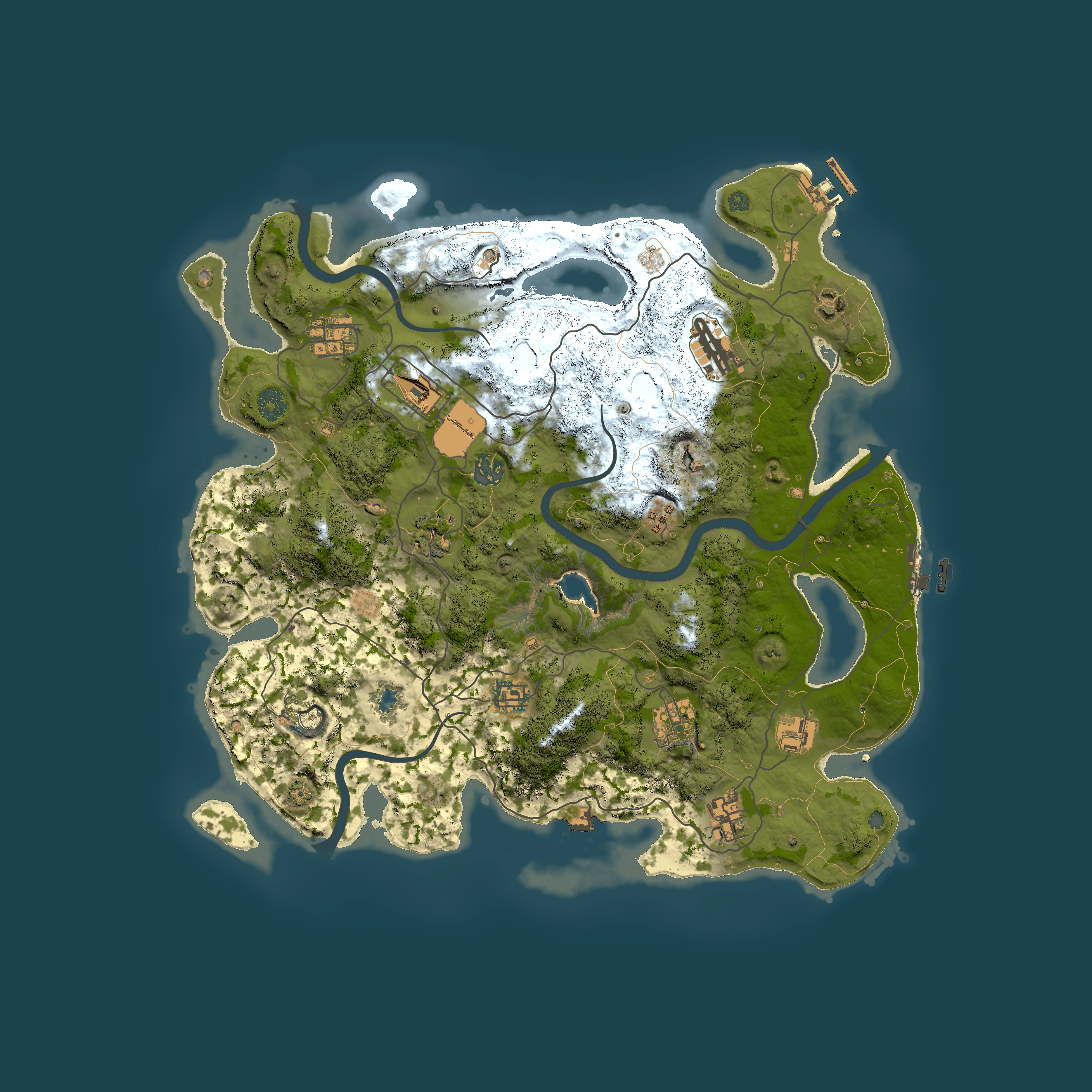Full top-down render of Rust map seed 988858277, 4000x4000m