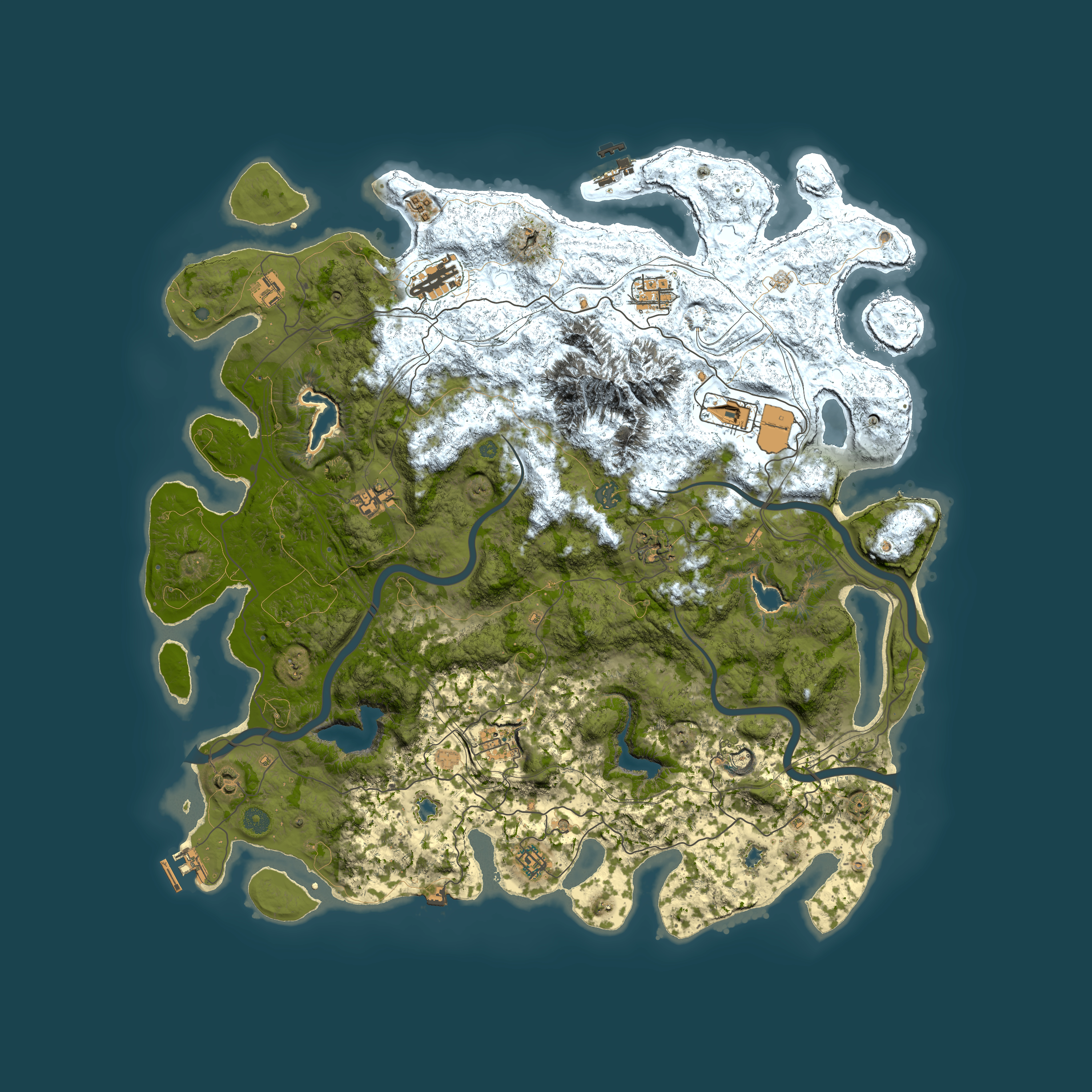 Full top-down render of Rust map seed 336998124, 5000x5000m