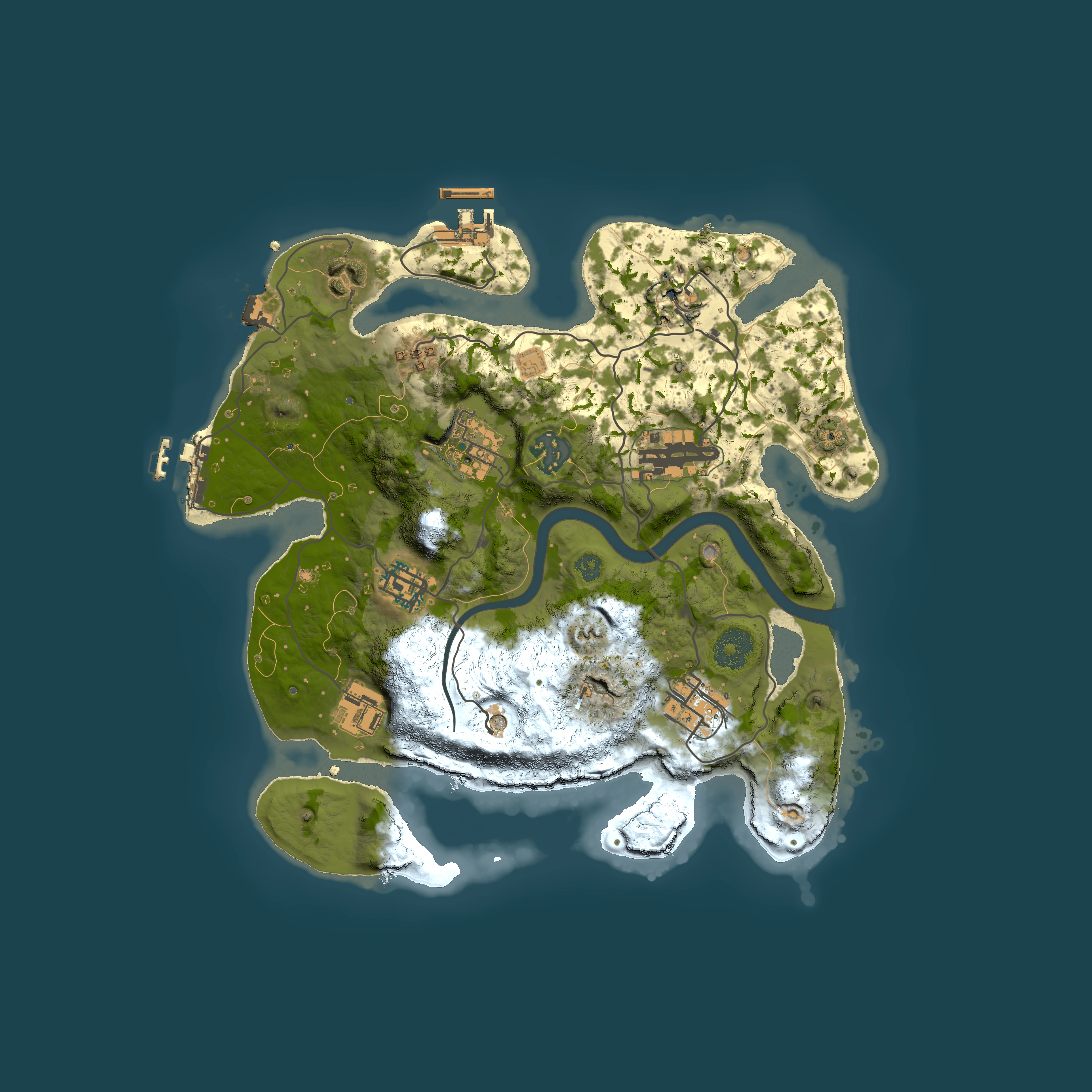 Full top-down render of Rust map seed 680701265, 3000x3000m
