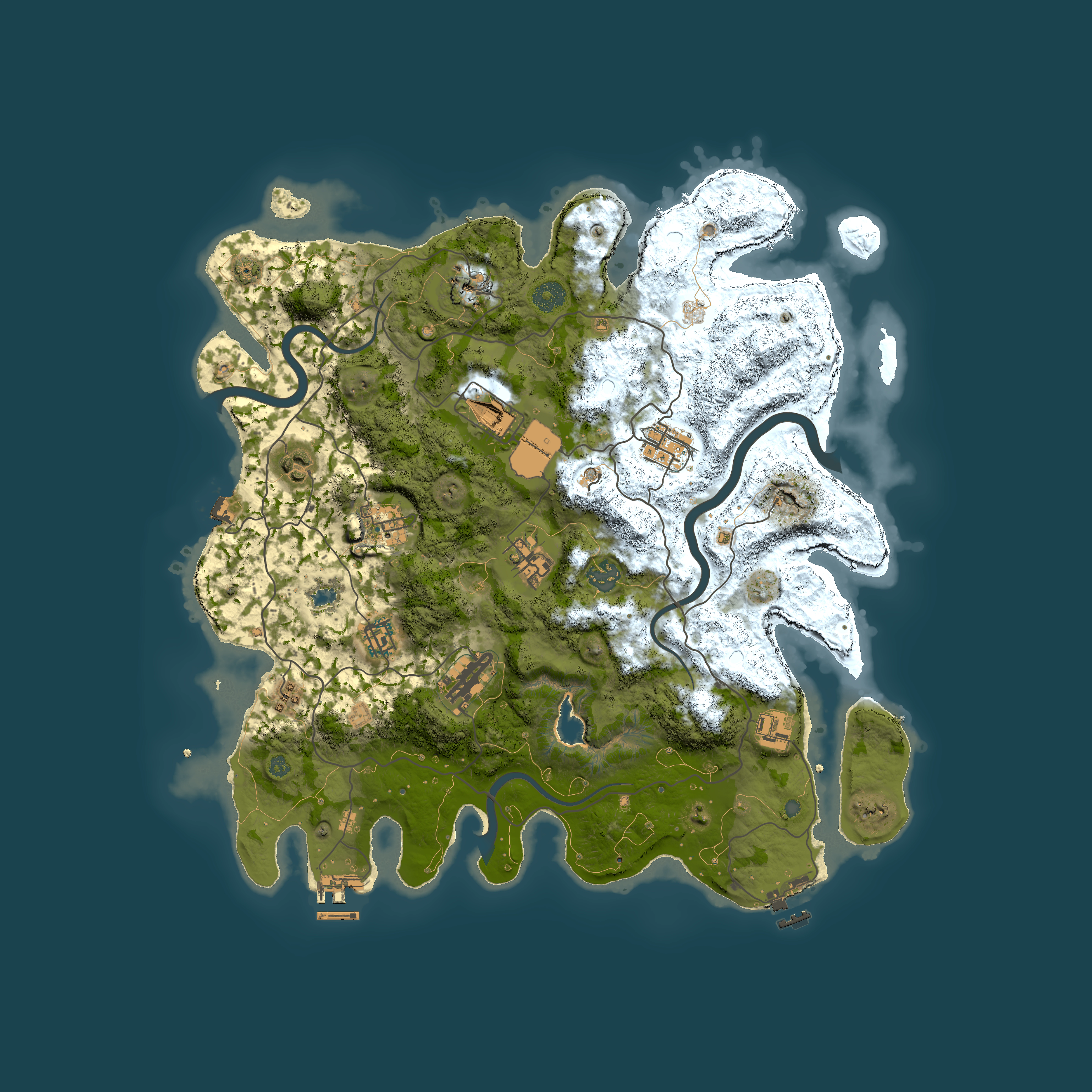 Full top-down render of Rust map seed 1370955196, 4000x4000m