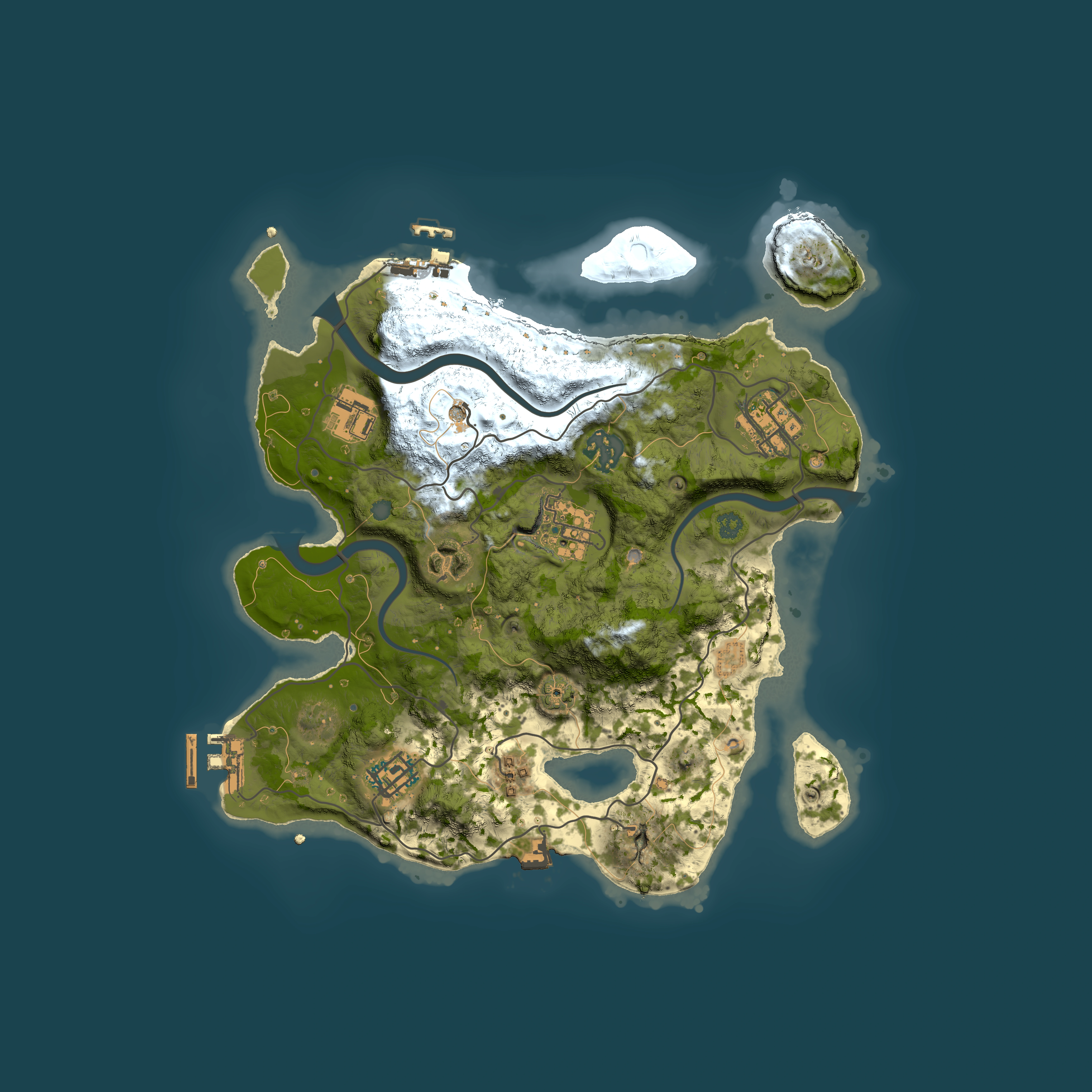 Full top-down render of Rust map seed 1220690973, 3000x3000m